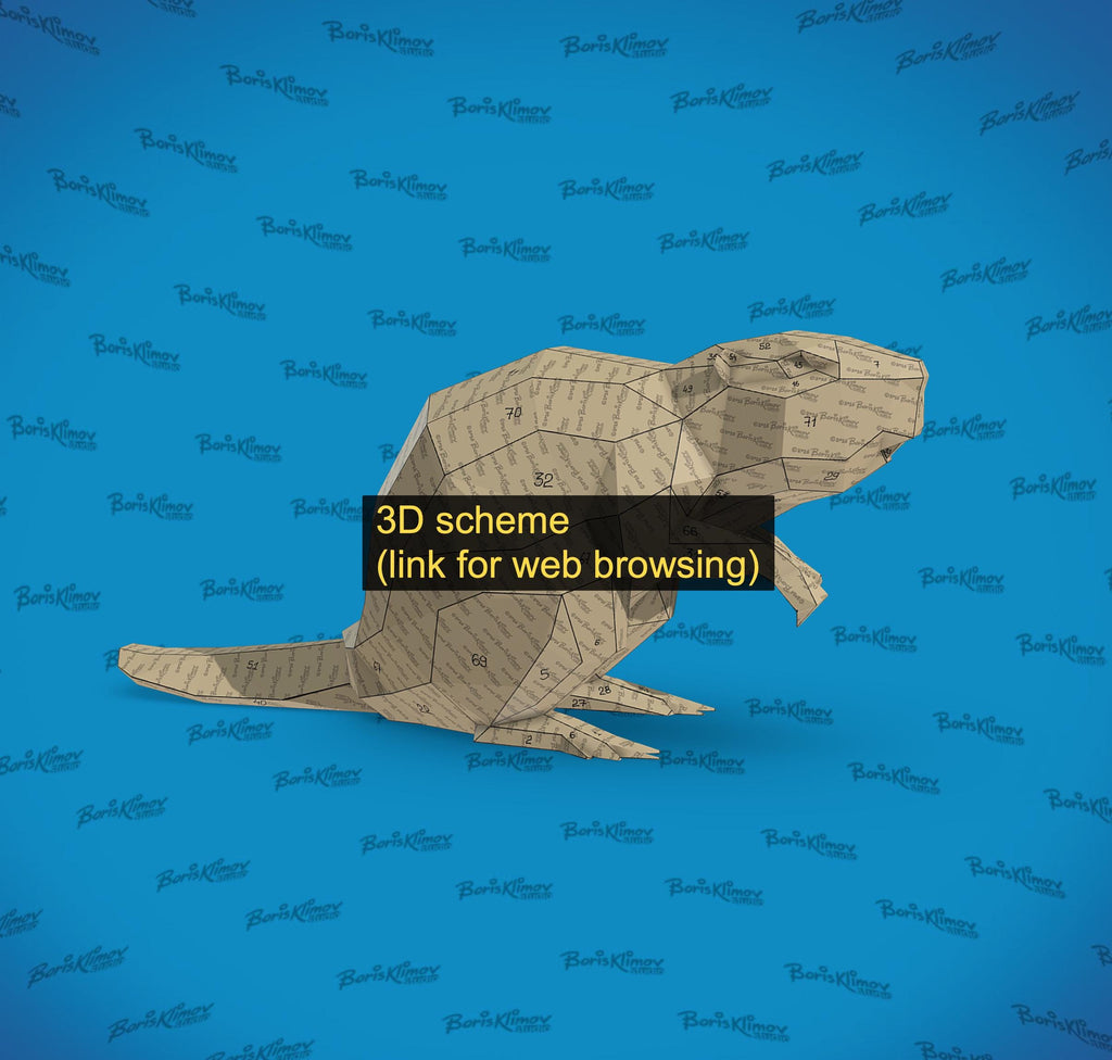 Beaver and stump 3d sculpture. DIY Welding Plan. Digital files (.pdf, .dxf CNC Cutting)