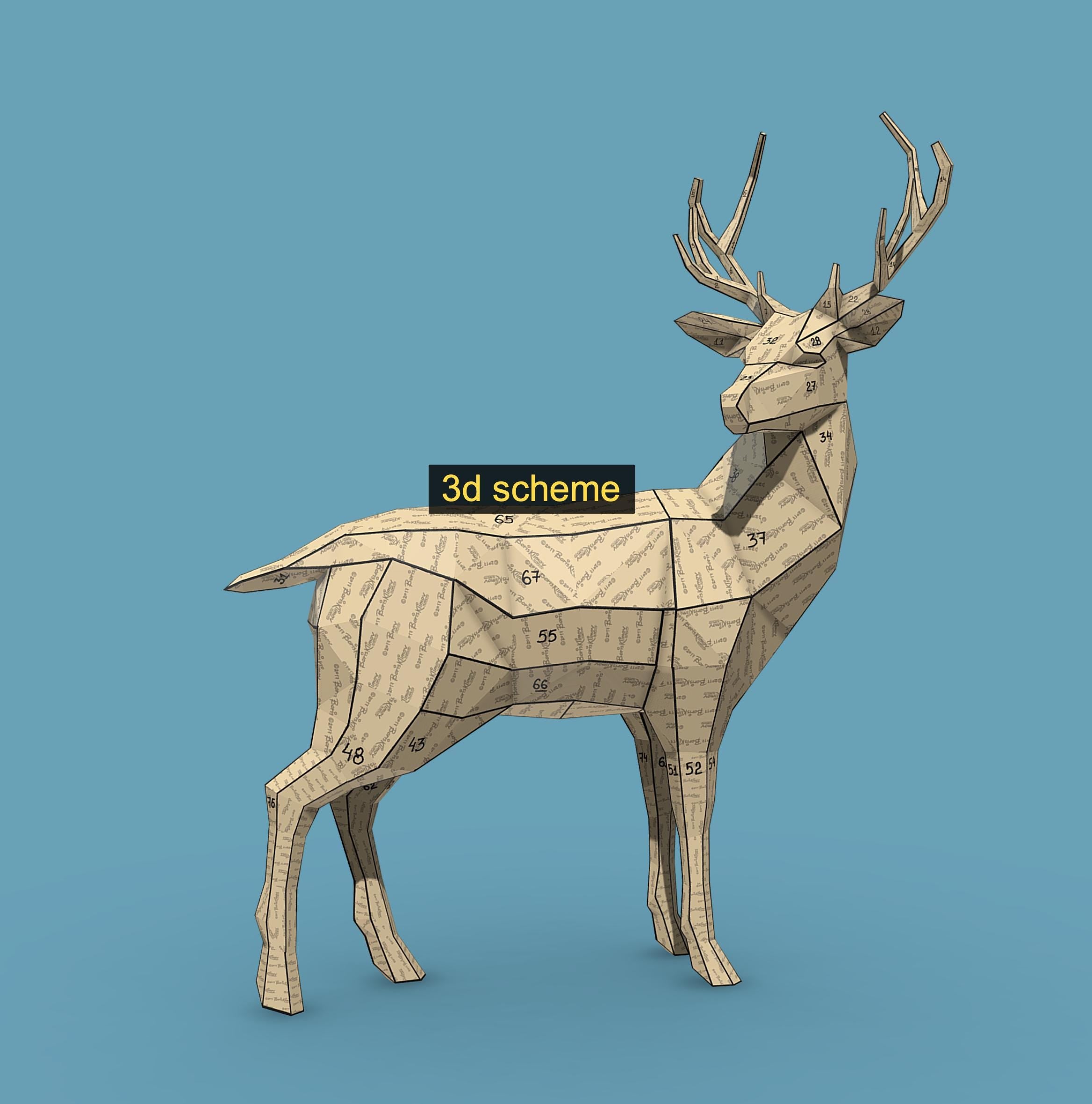 Deer! Weld it yourself with Digital plan for metal. Set of digital files include .pdf – scheme, .dxf – CNC cutting.