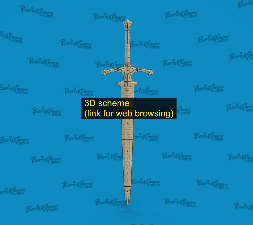 Medieval Sword 3d sculpture. DIY Welding Plan. Digital files (.pdf, .dxf CNC Cutting)