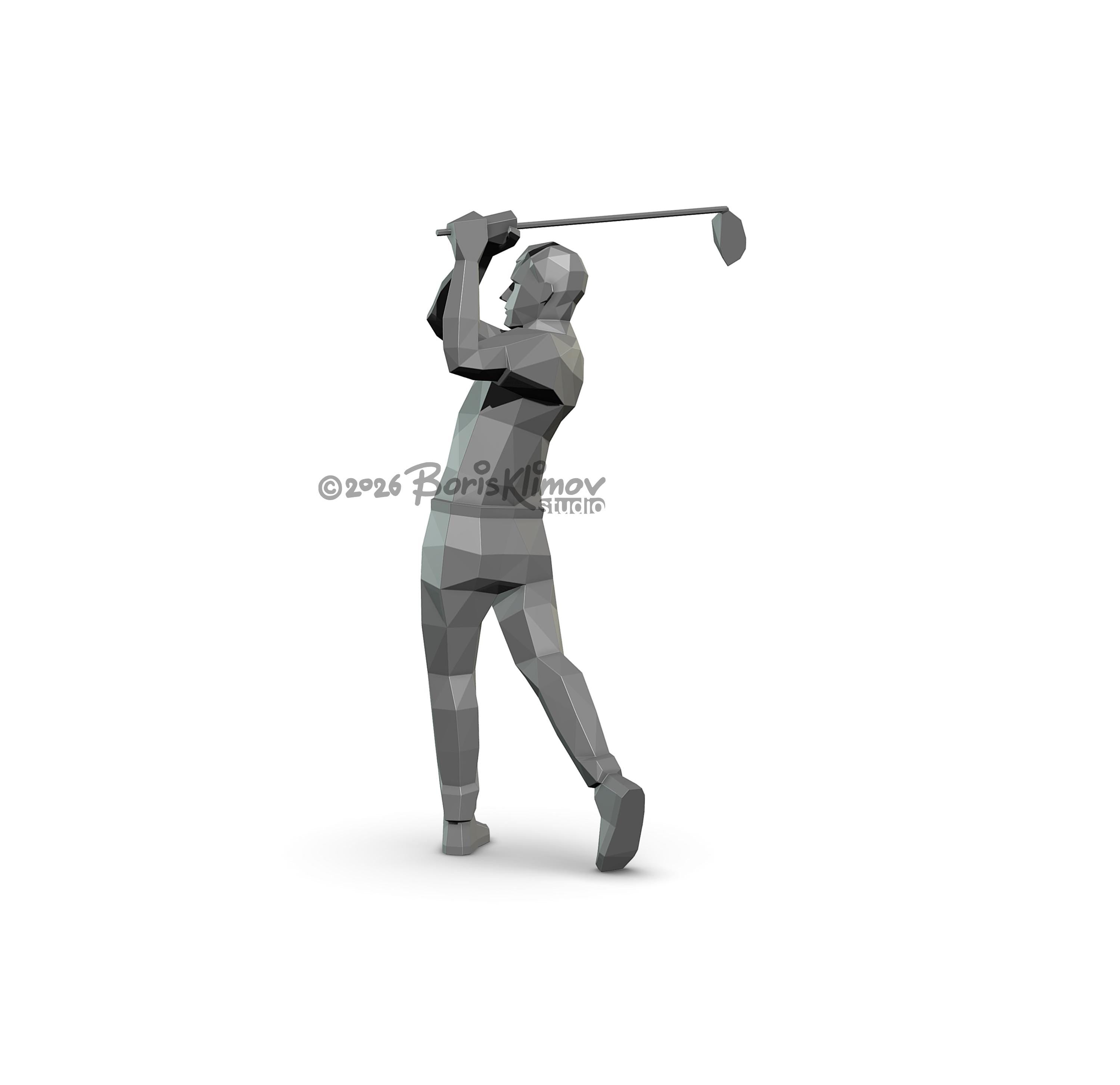 Golf player 3d sculpture. DIY Welding Plan. Digital files (.pdf, .dxf CNC Cutting)