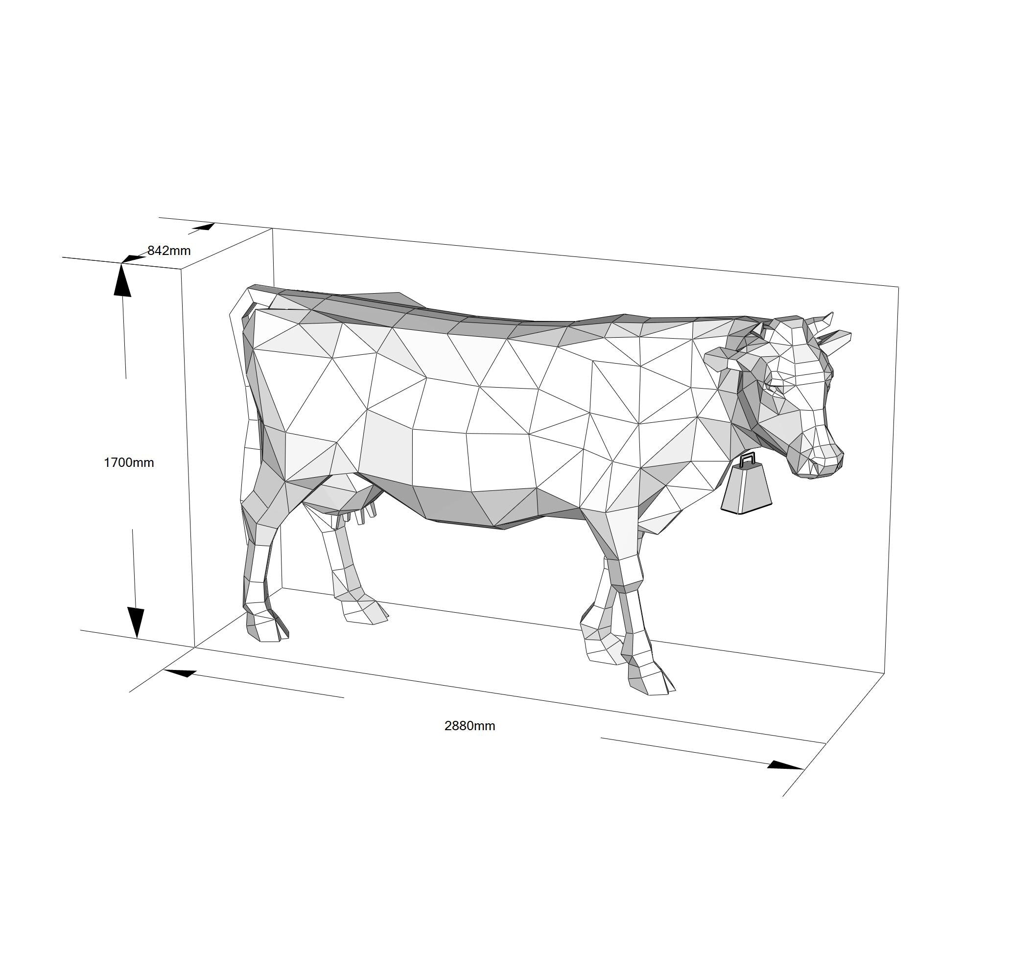 Cow 3d sculpture. DIY Welding Plan. Digital files (.pdf, .dxf CNC Cutting)
