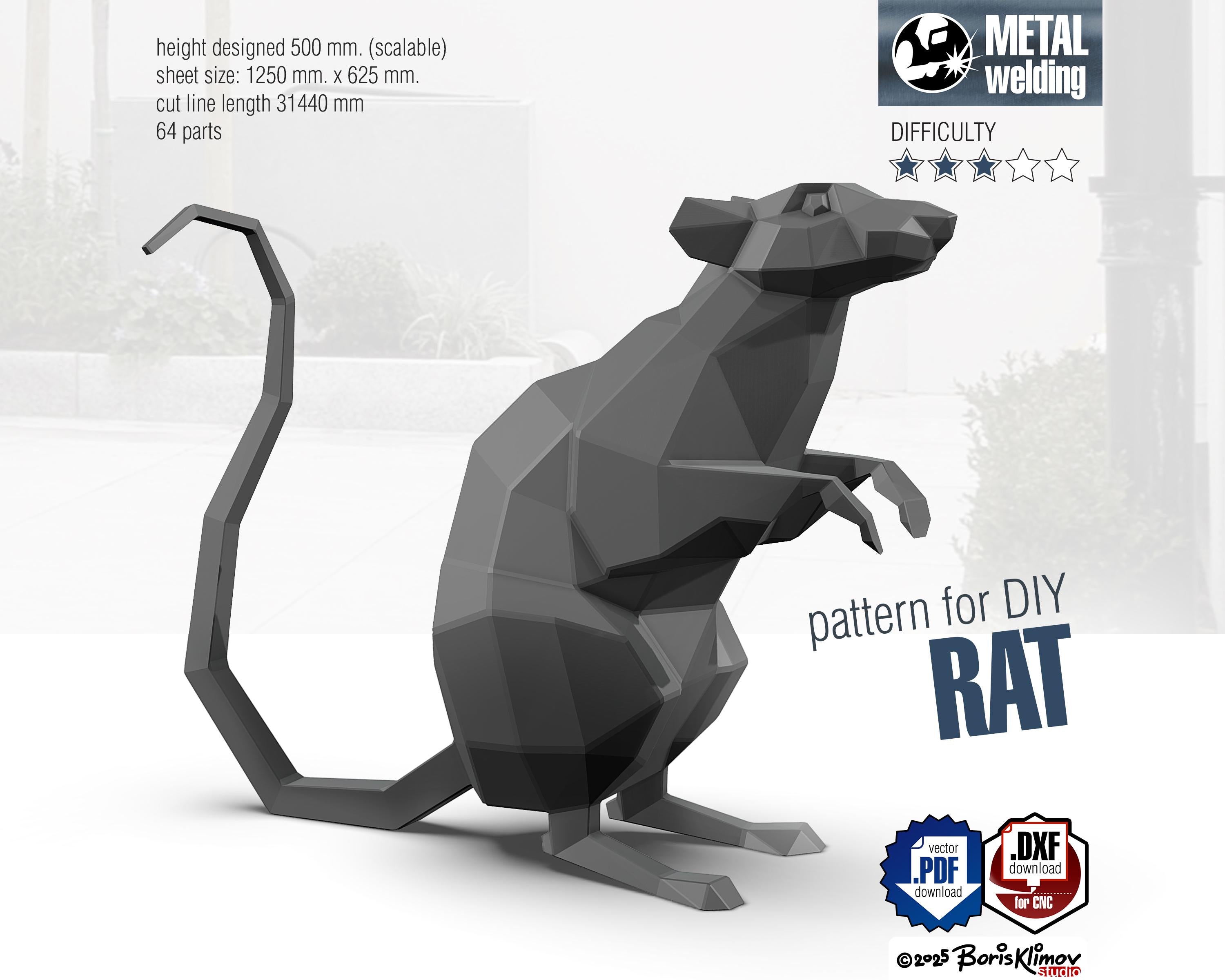 Rat standing. DIY Welding Plan. Digital files (.pdf, .dxf CNC Cutting)