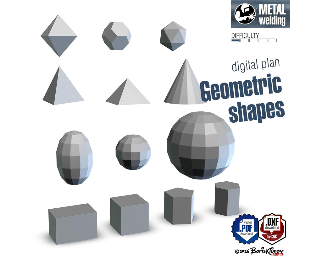 Welding Practice Geometric Solids DXF PDF Files (Digital Download)