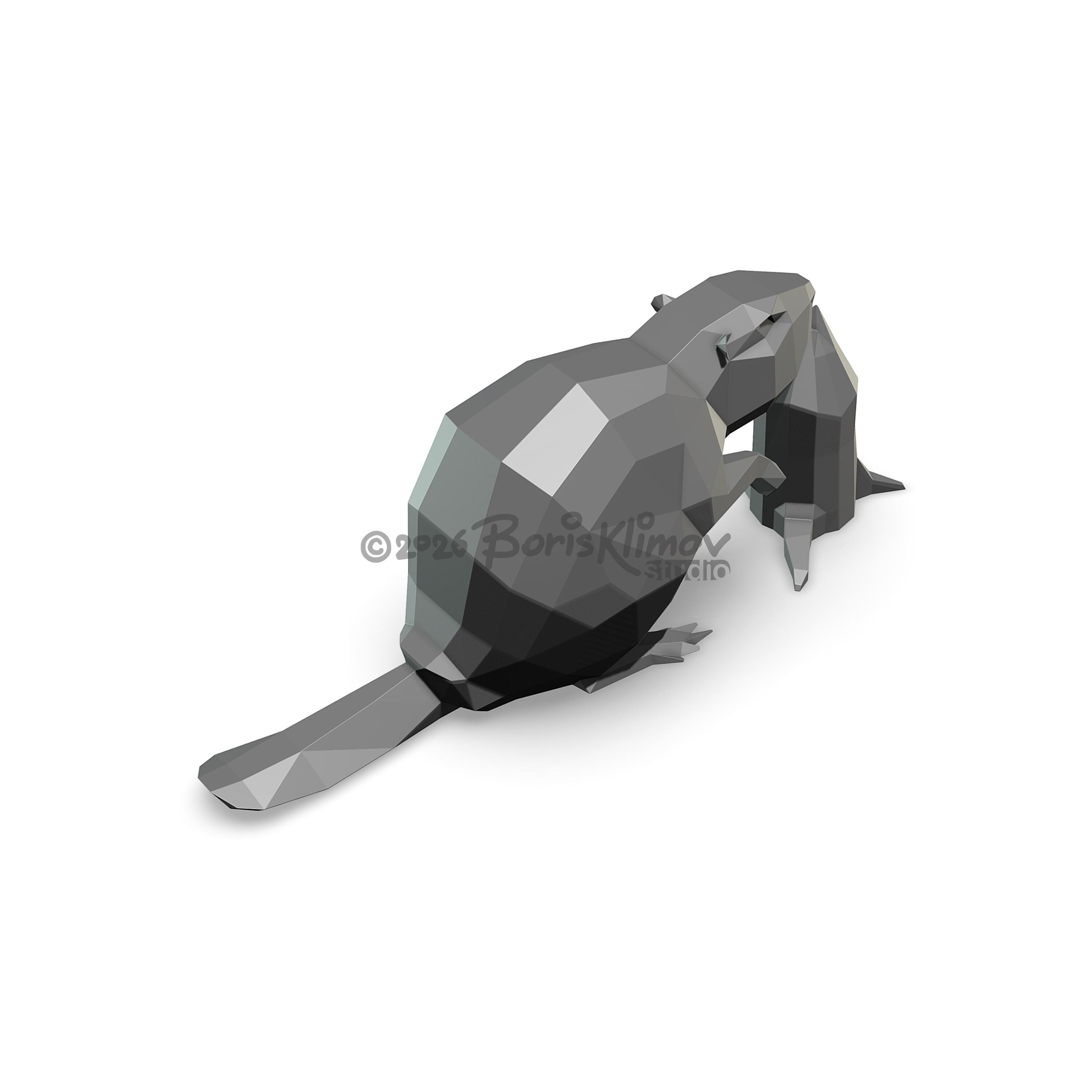 Beaver and stump 3d sculpture. DIY Welding Plan. Digital files (.pdf, .dxf CNC Cutting)