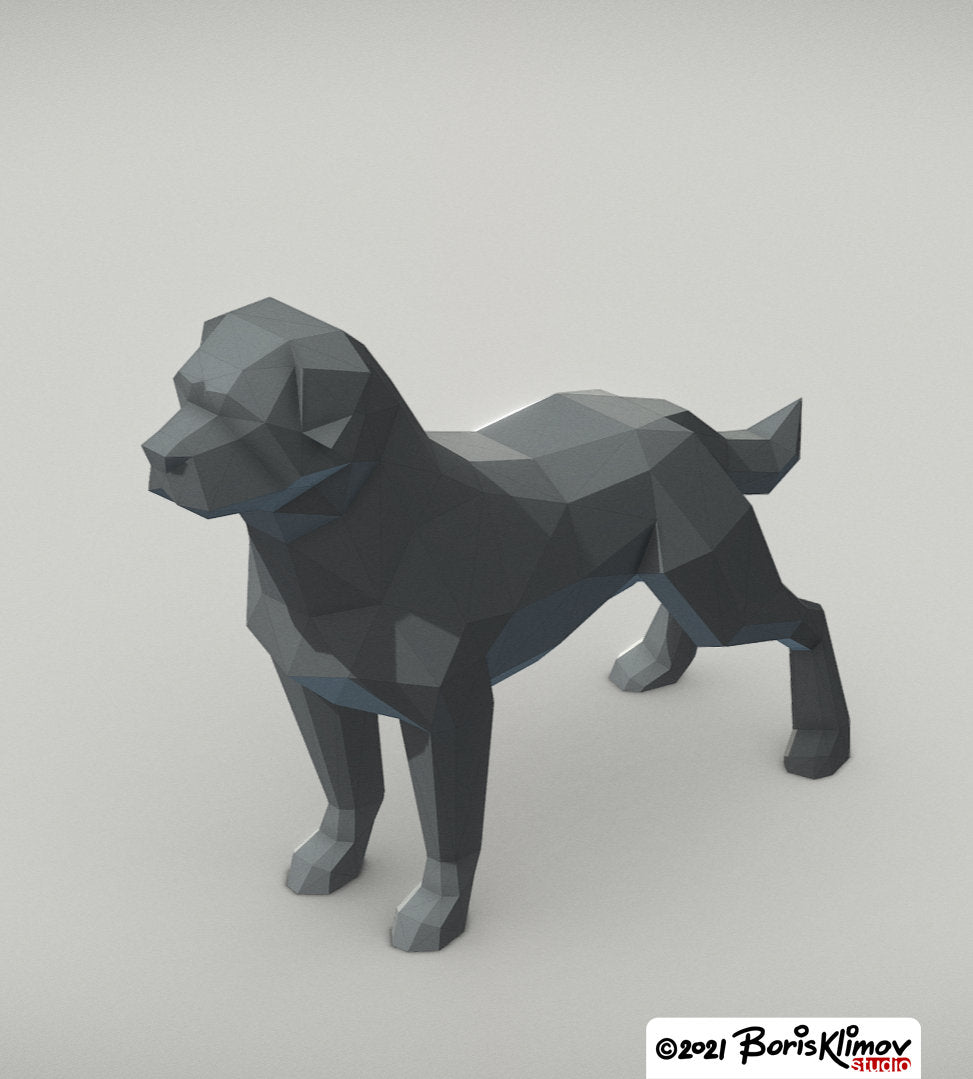 Rottweiler DIY metal welding low poly 3d model - digital pattern. pdf (assembly scheme), dxf. (CNC cut)