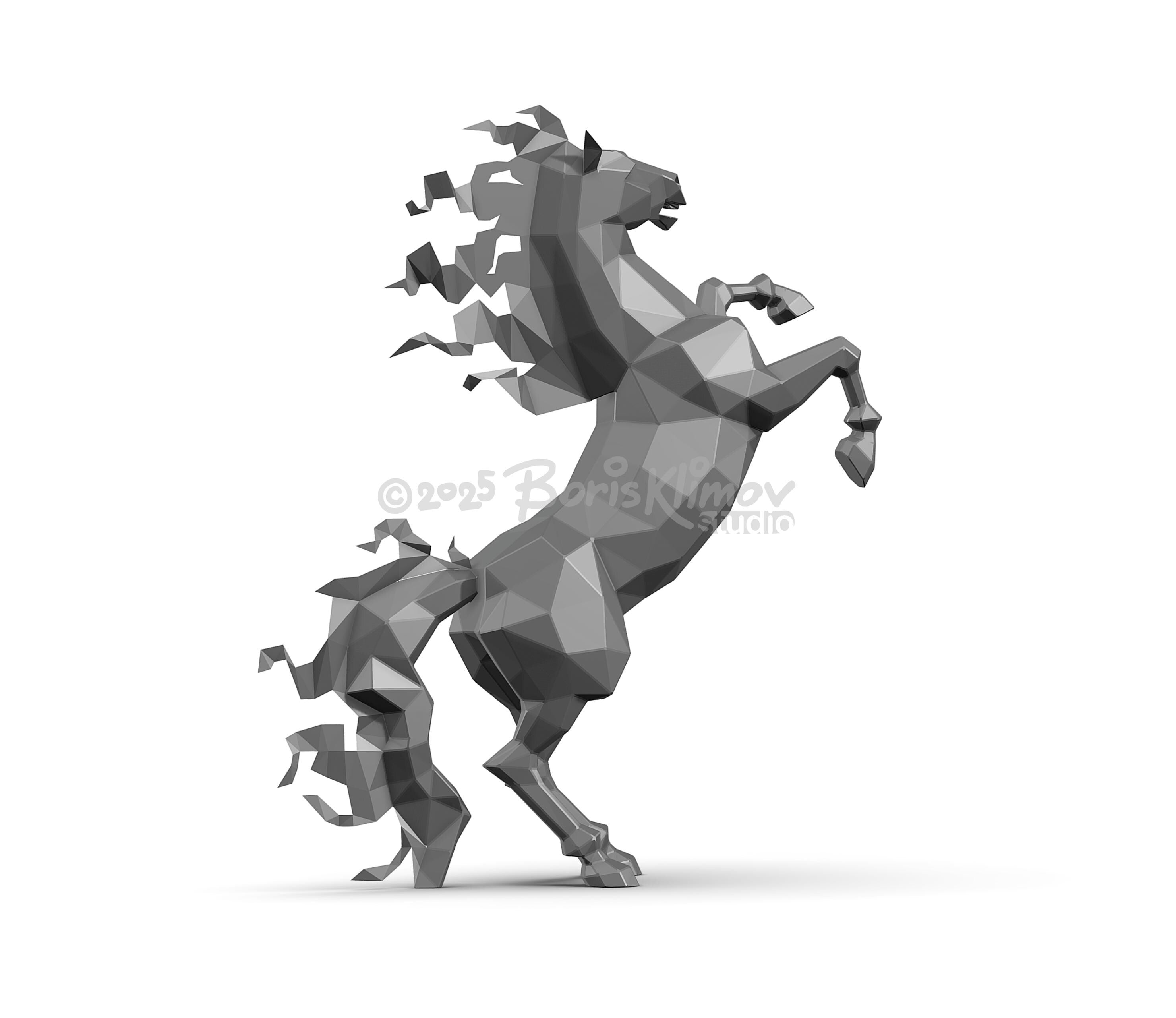 Stallion rearing 3d sculpture. DIY Welding Plan. Digital files (.pdf, .dxf CNC Cutting)