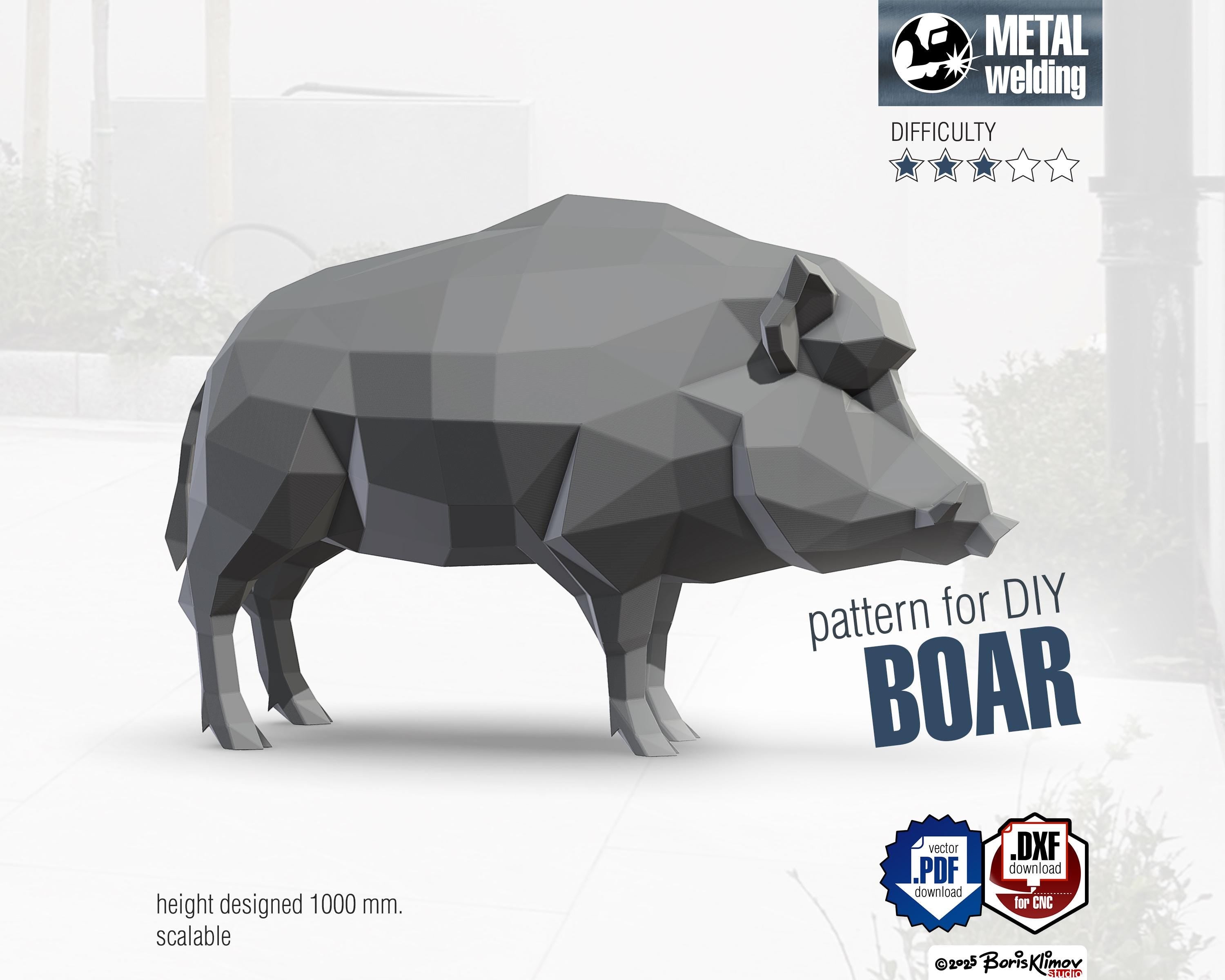 Boar! Weld it yourself with Digital plan for metal. Set of digital files include .pdf – scheme, .dxf – CNC cutting.