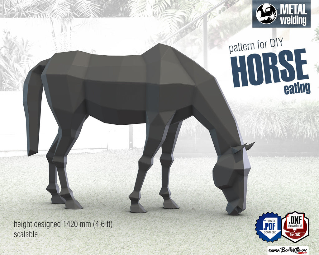 DIY Metal Horse Sculpture Plan: CNC Cut/Weld (pdf/dxf)
