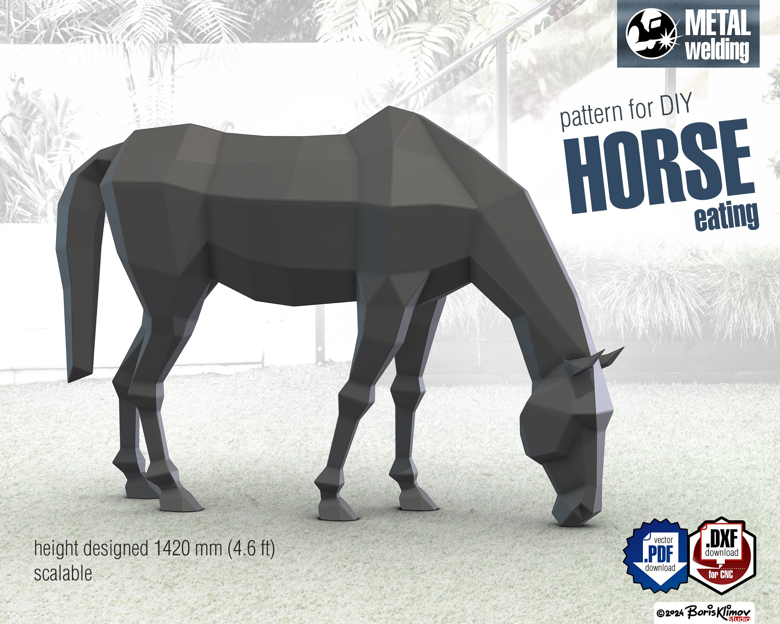DIY Metal Horse Sculpture Plan: CNC Cut/Weld (pdf/dxf)