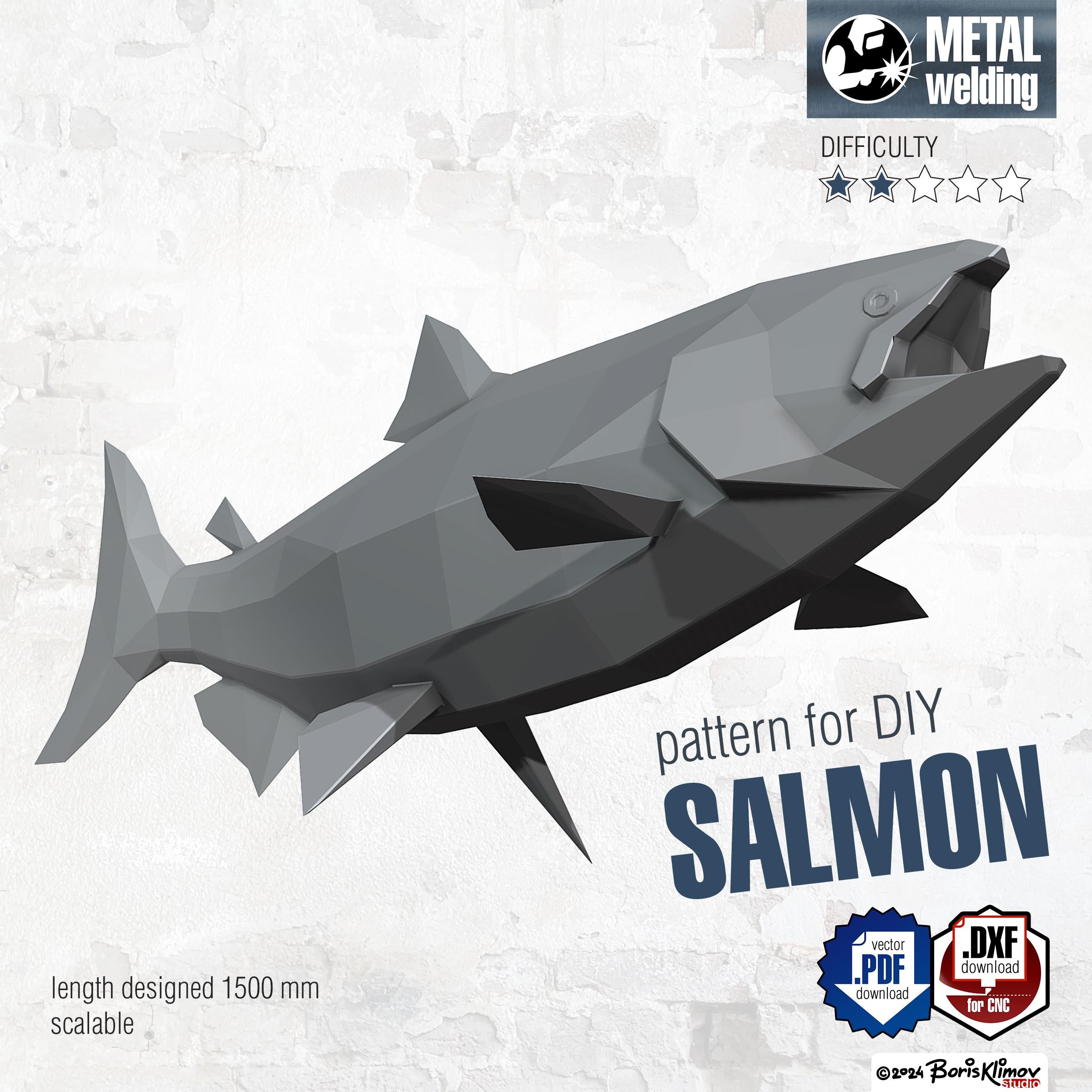 Salmon Metal Welding Pattern – DIY 3D Figure Files (PDF, DXF)