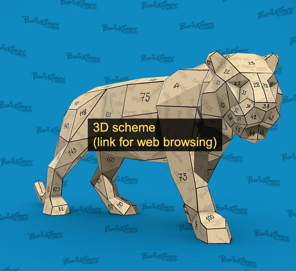 Tiger 3D sculpture, Metal Welding Digital Plan (PDF & DXF)