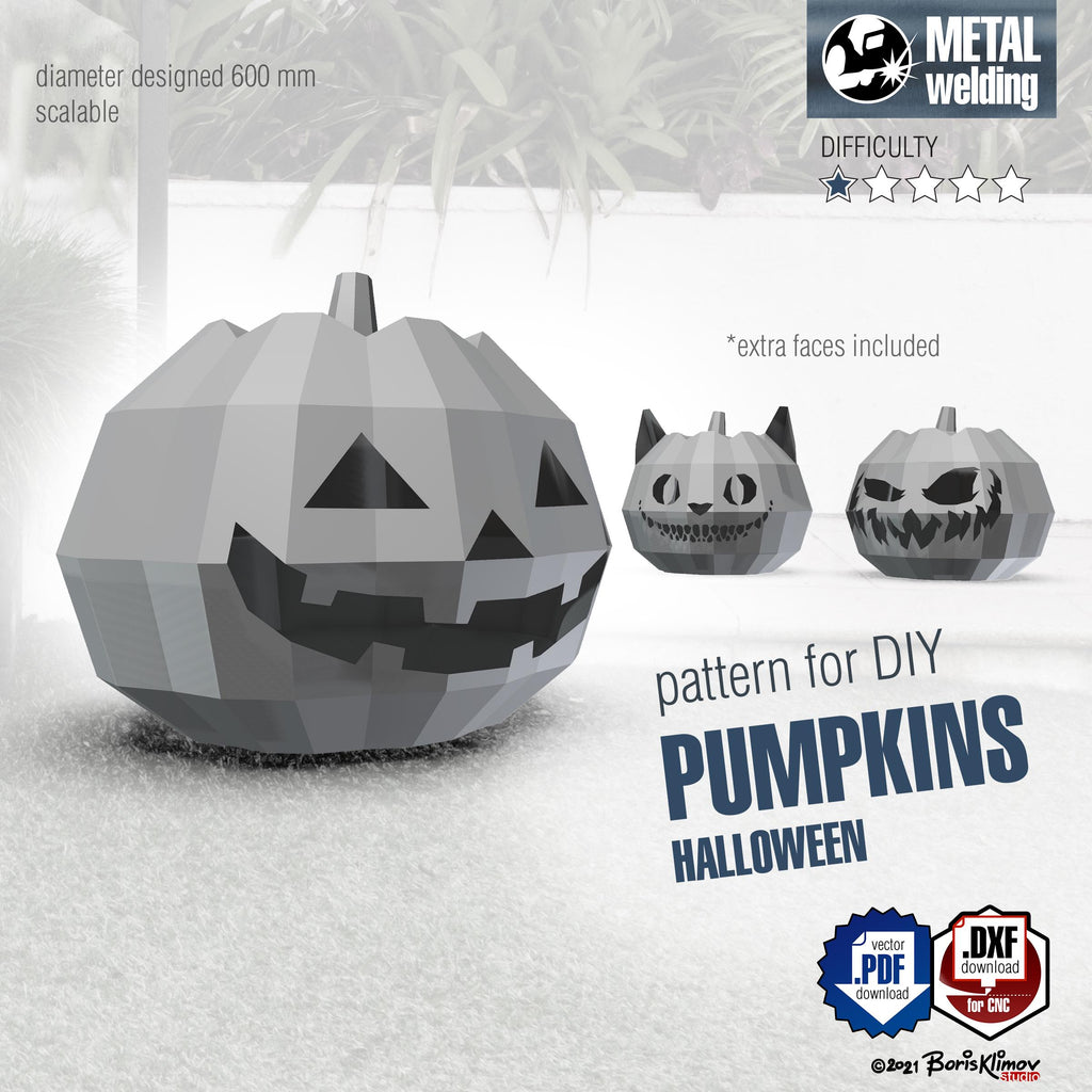 Halloween Pumpkins Metal Welding DIY Plan (Digital Files .dxf .pdf)