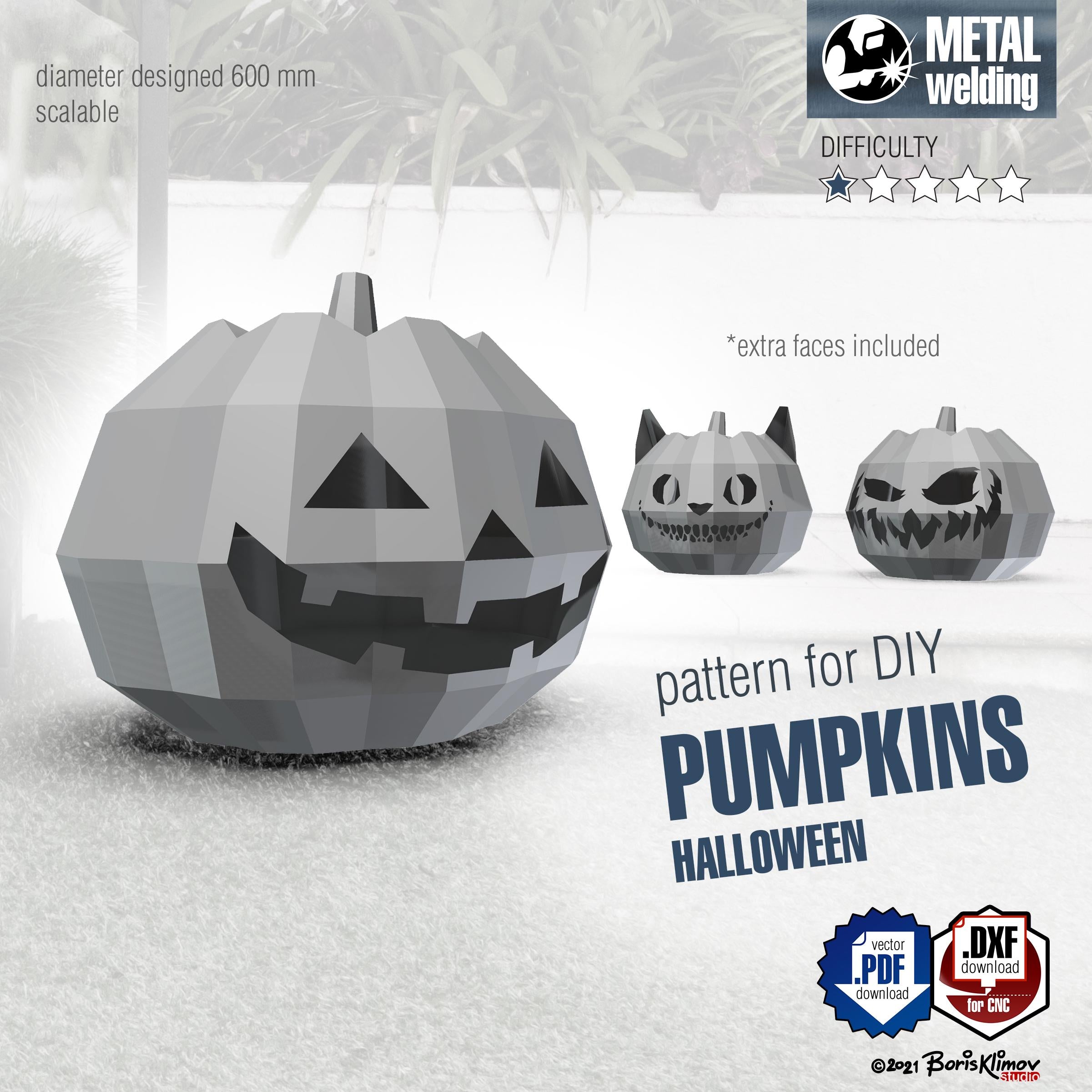 Halloween Pumpkins Metal Welding DIY Plan (Digital Files .dxf .pdf)