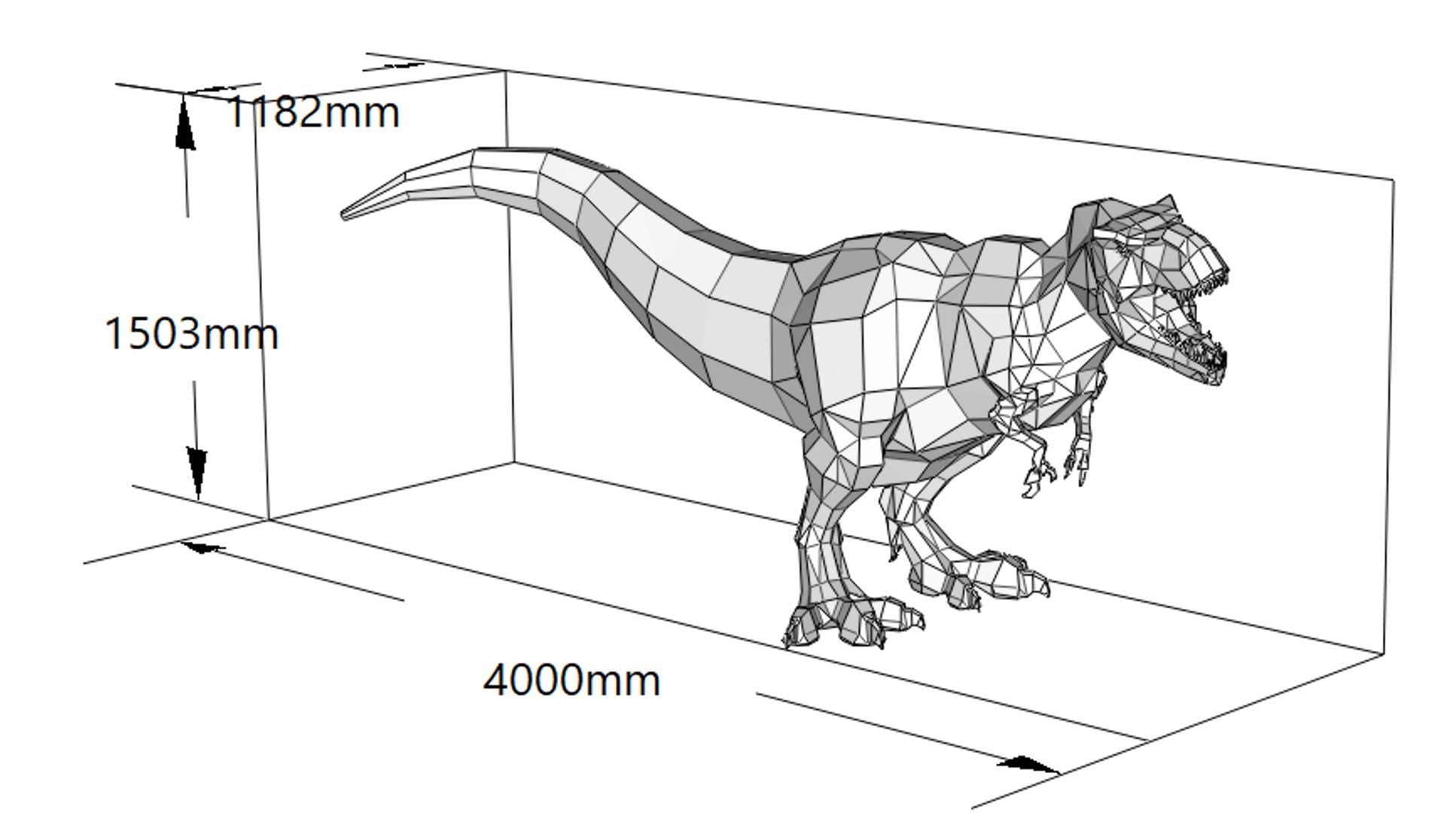T. rex 3d sculpture. DIY Welding Plan. Digital files (.pdf, .dxf CNC Cutting)