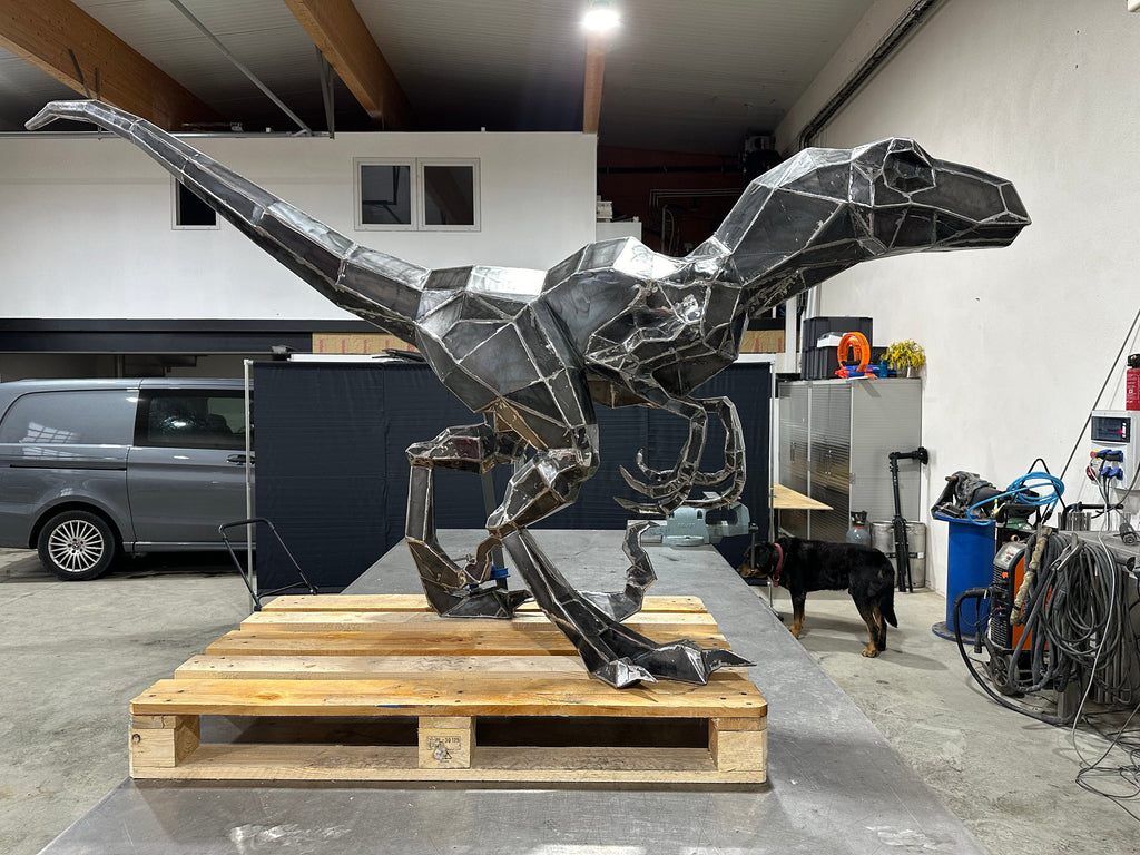 Velociraptor! Weld it yourself with Digital plan for metal. Set of digital files include: .pdf – scheme, .dxf – CNC cutting.