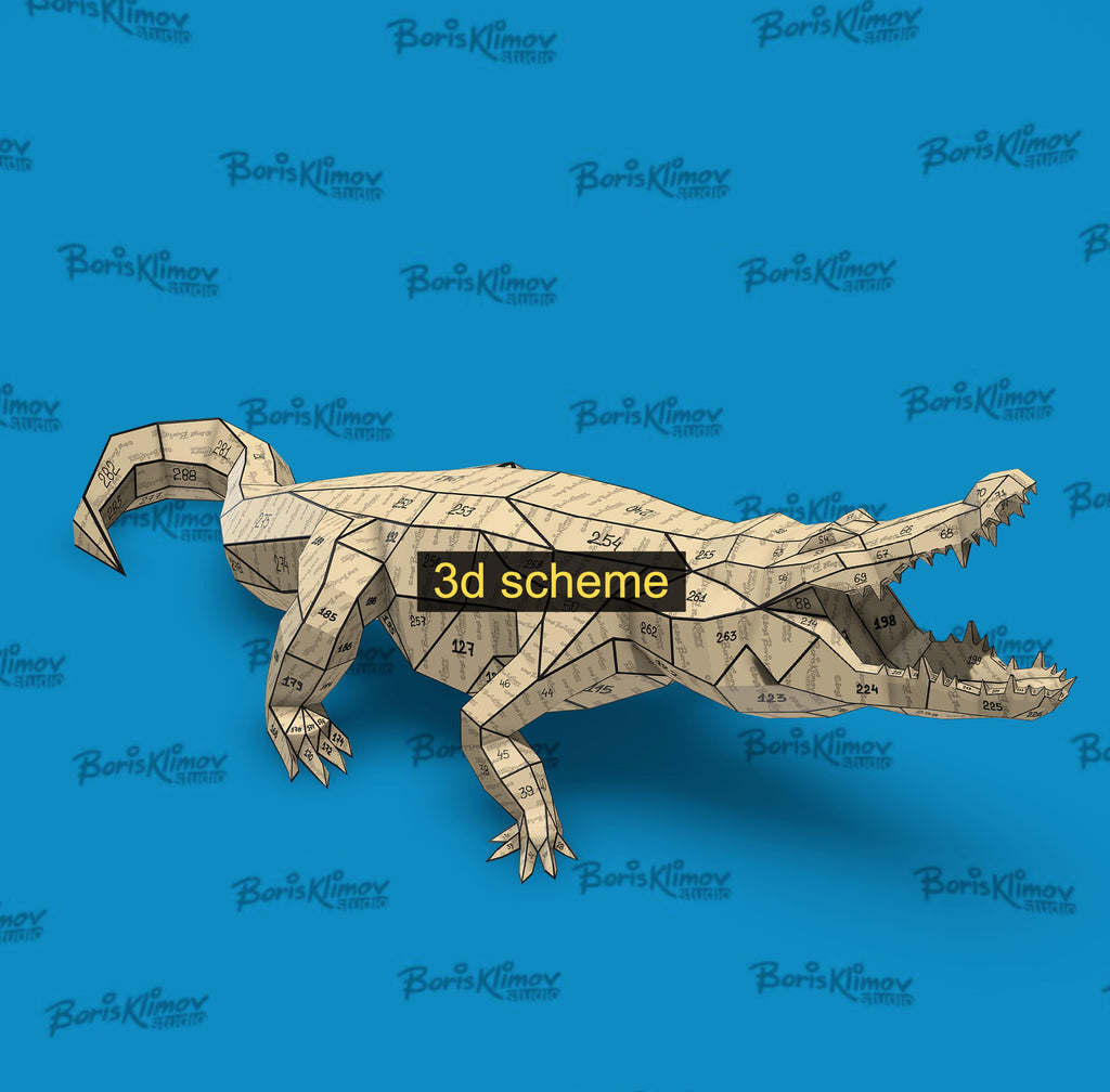 Crocodile, Alligator, DIY metal welding low poly 3d model, digital pattern .pdf .dxf