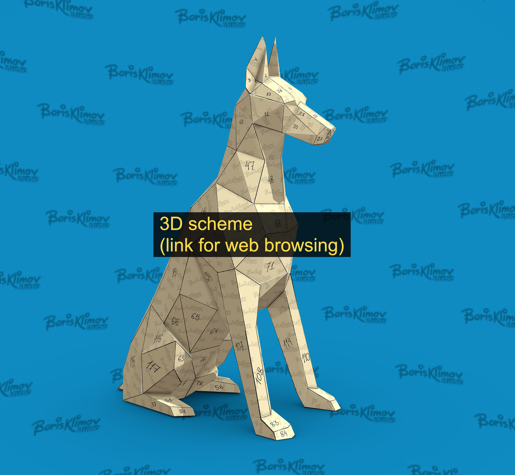 Doberman! Weld it yourself with Digital plan for metal. Set of digital files include: .pdf – scheme, .dxf – CNC cutting.