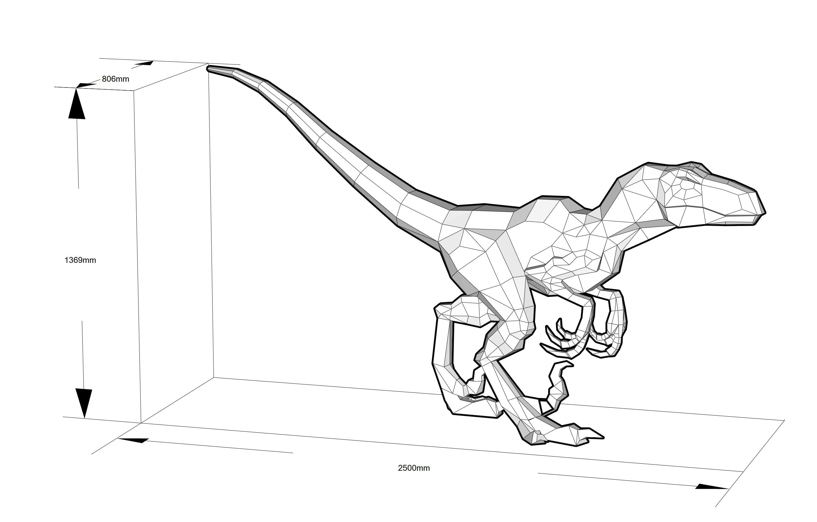 Velociraptor! Weld it yourself with Digital plan for metal. Set of digital files include: .pdf – scheme, .dxf – CNC cutting.