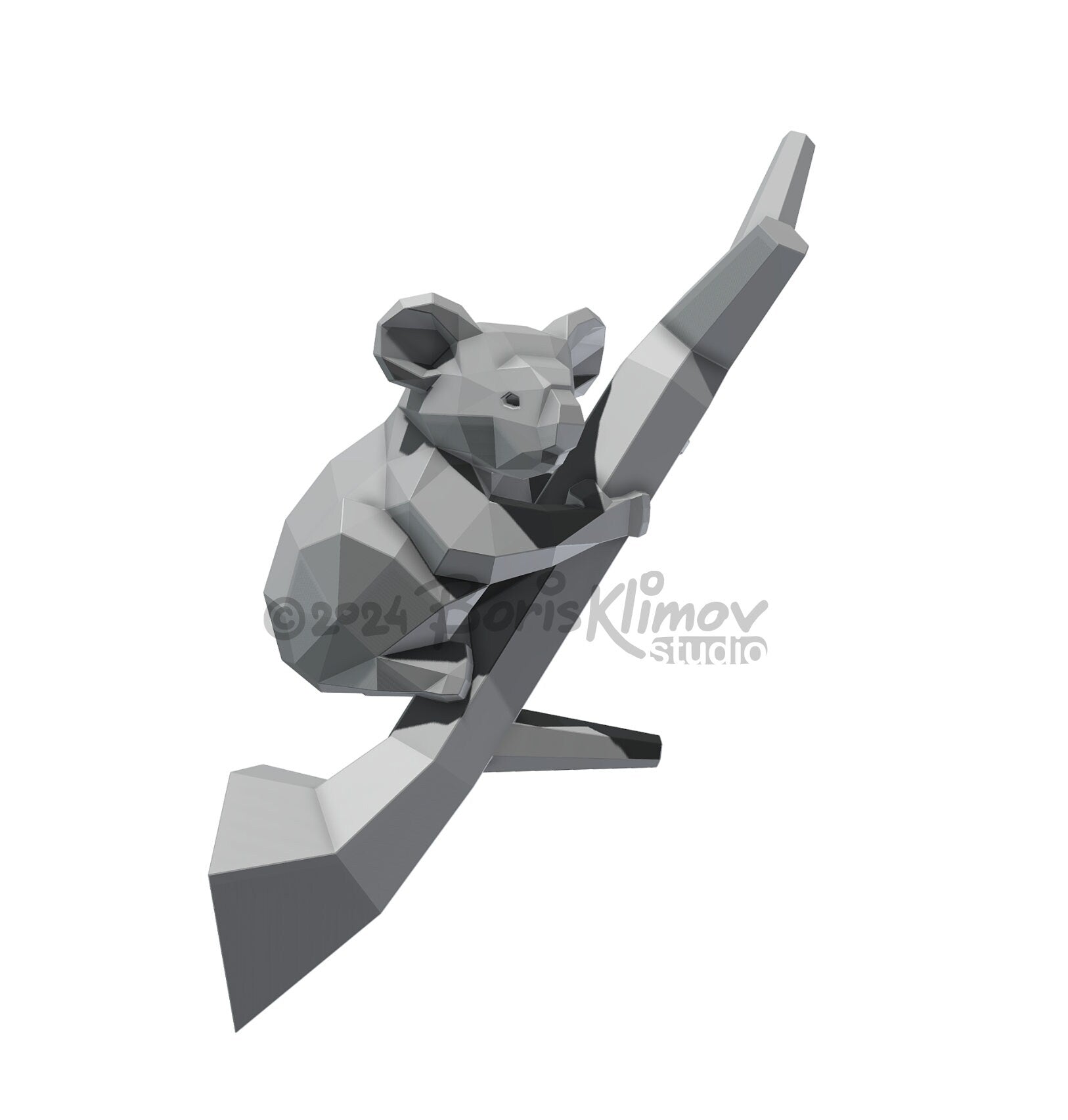 Koala on a tree branch!  Weld it yourself with Digital plan for metal. Set of digital files include: .pdf – scheme, .dxf – CNC cutting.