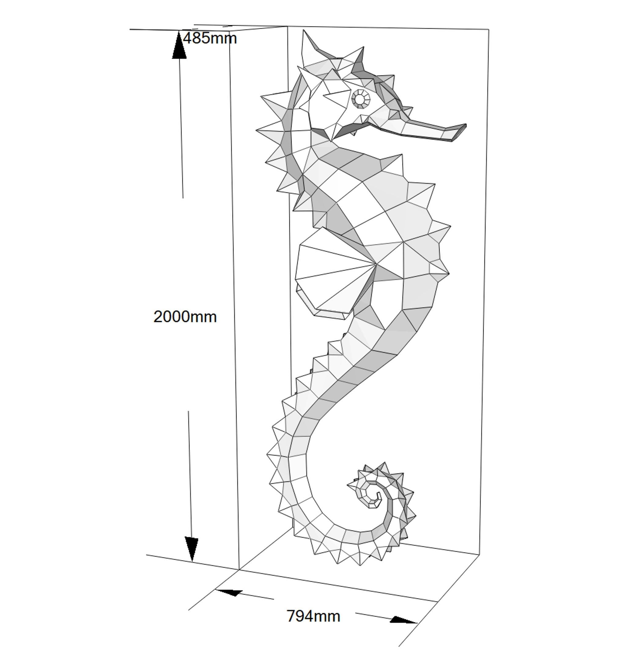Sea horse! Weld it yourself with Digital plan for metal: .pdf – scheme, .dxf – CNC cutting