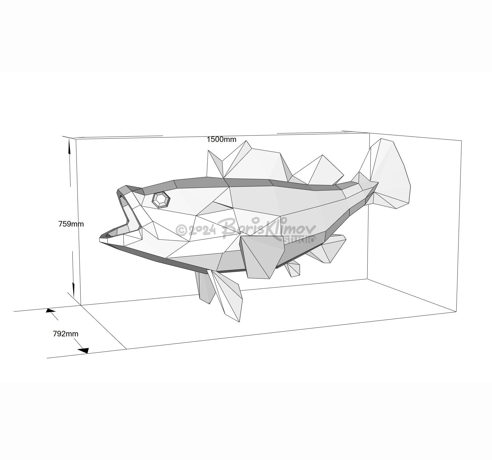 Cod fish! Weld it yourself with Digital plan for metal. Set of digital files include .pdf – scheme, .dxf – CNC cutting.