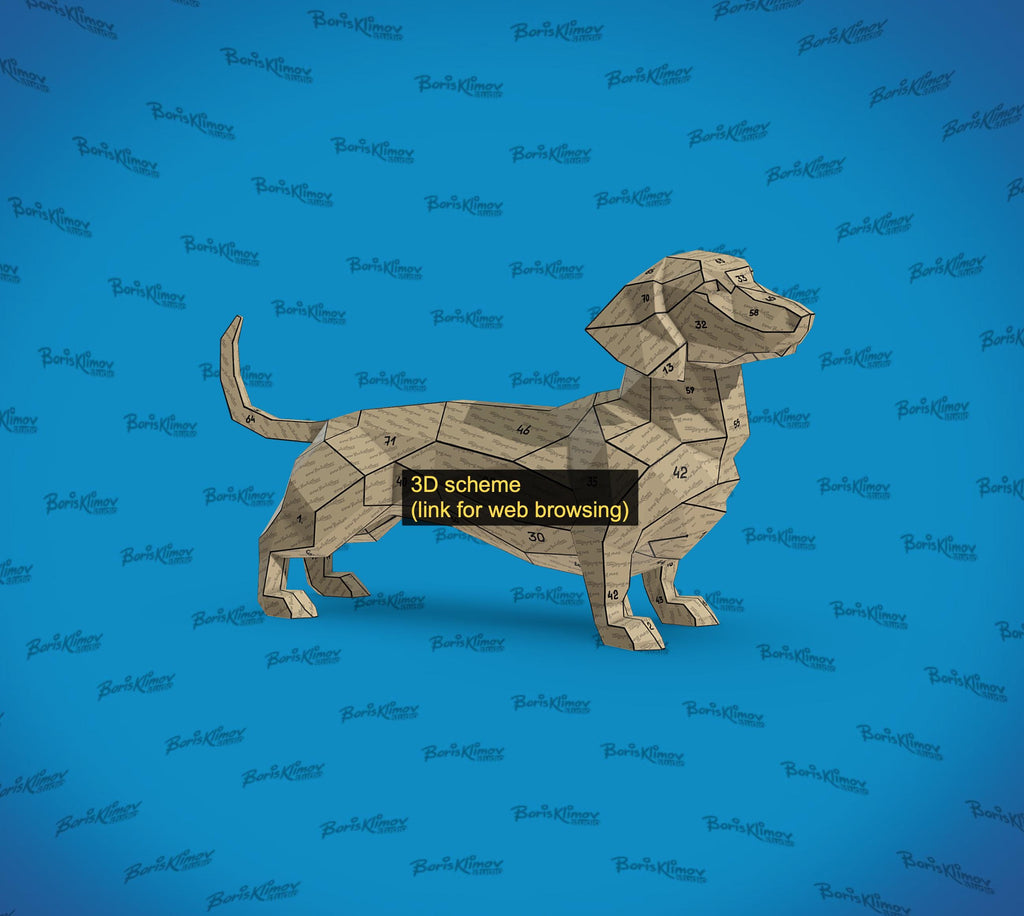 Dachshund 3d sculpture. DIY Welding Plan. Digital files (.pdf, .dxf CNC Cutting)
