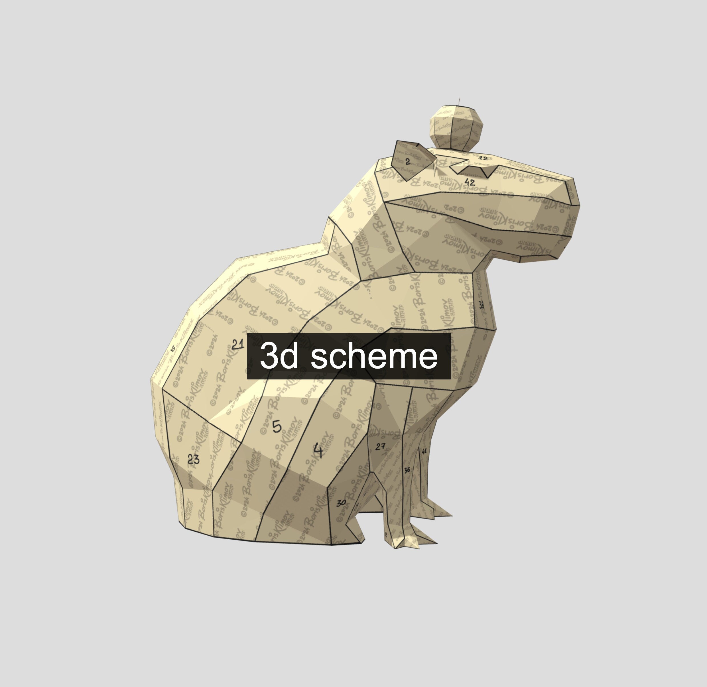 Capybara! Weld it yourself with Digital plan for metal. Set of digital files .pdf – scheme, .dxf – CNC cutting.