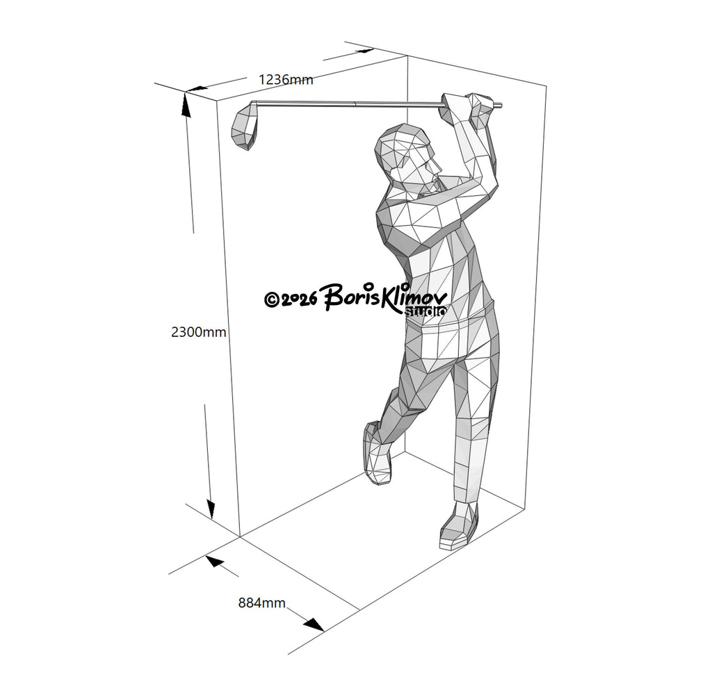 Golf player 3d sculpture. DIY Welding Plan. Digital files (.pdf, .dxf CNC Cutting)