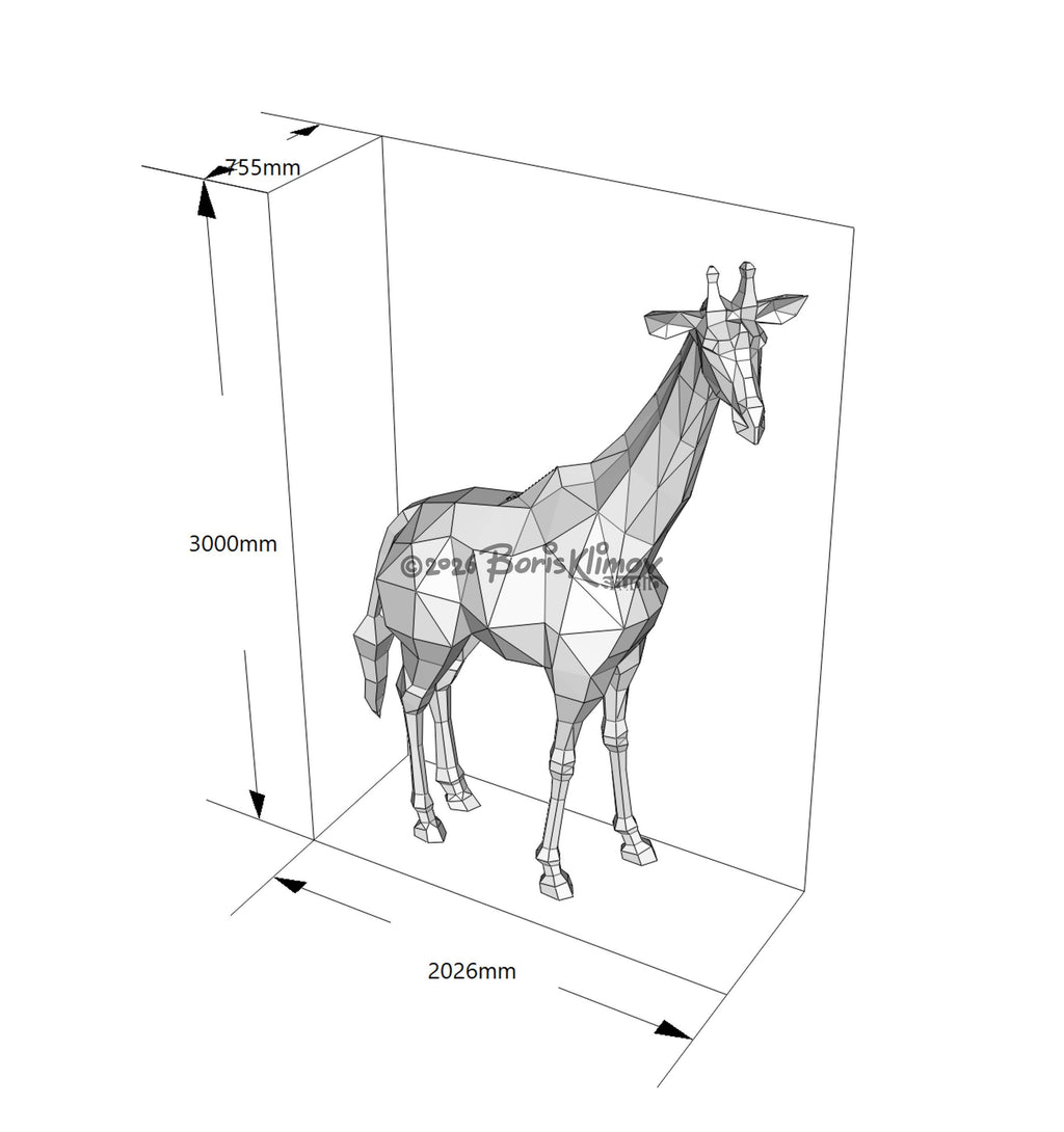 Giraffe 3d sculpture. DIY Welding Plan. Digital files (.pdf, .dxf CNC Cutting)