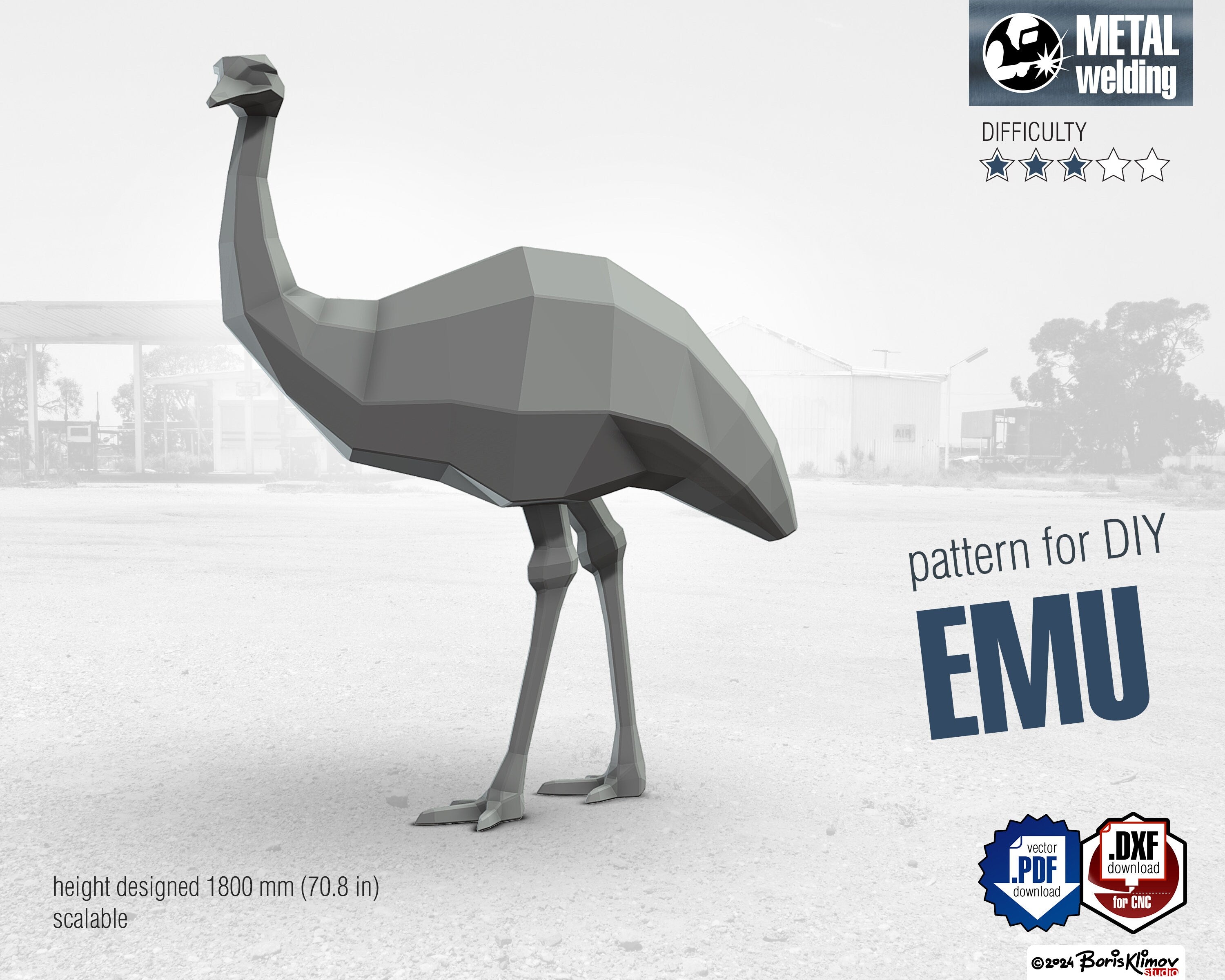 Emu Metal Welding DIY Digital Plan (.PDF, .DXF)