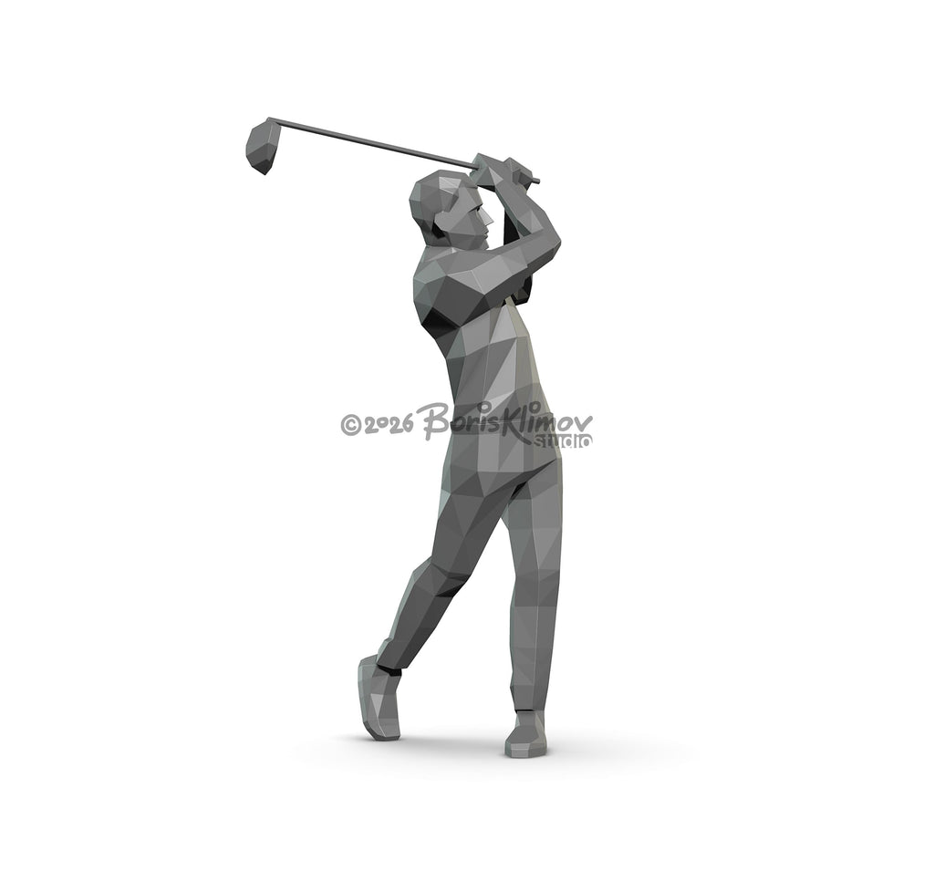 Golf player 3d sculpture. DIY Welding Plan. Digital files (.pdf, .dxf CNC Cutting)