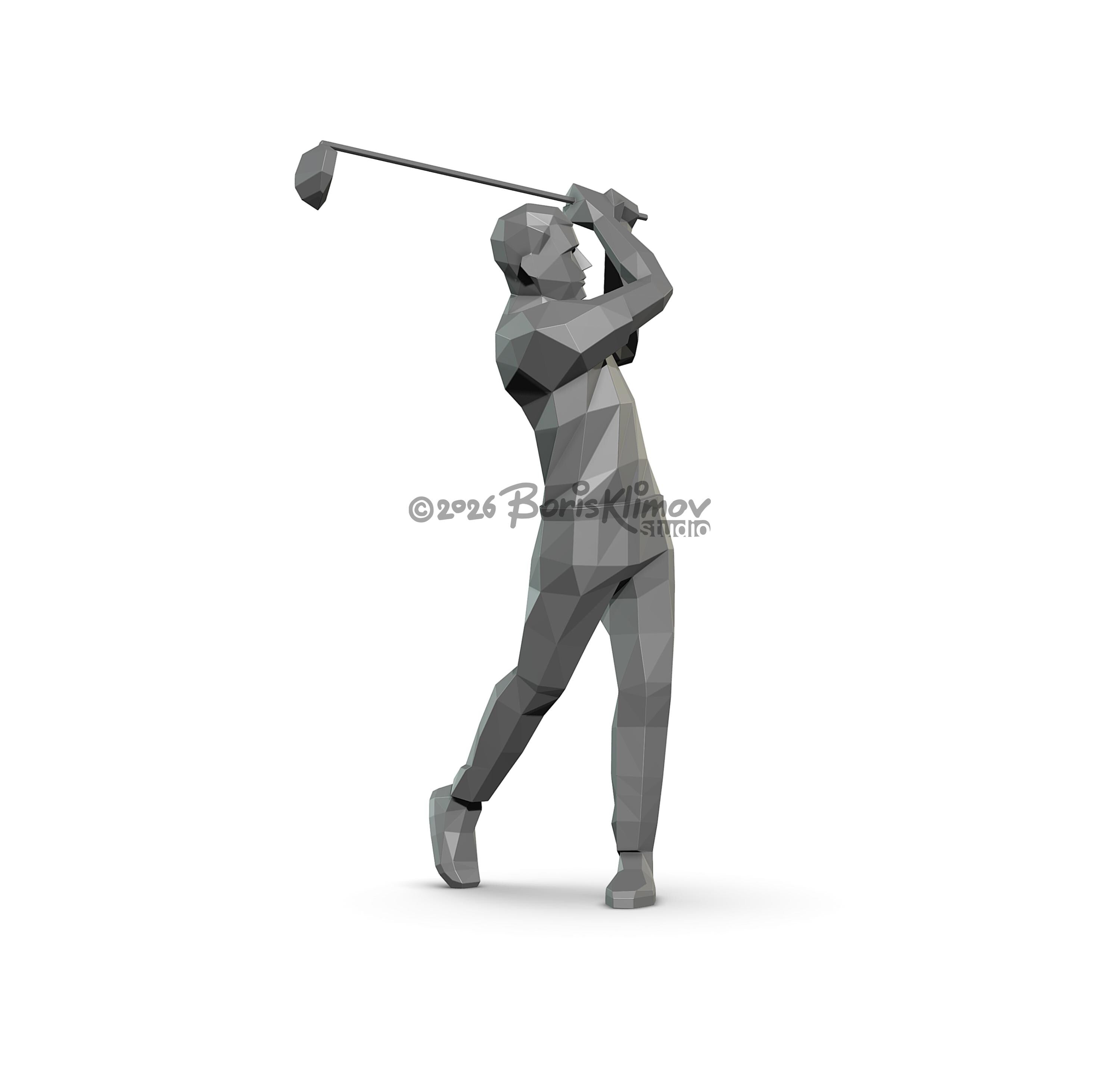 Golf player 3d sculpture. DIY Welding Plan. Digital files (.pdf, .dxf CNC Cutting)