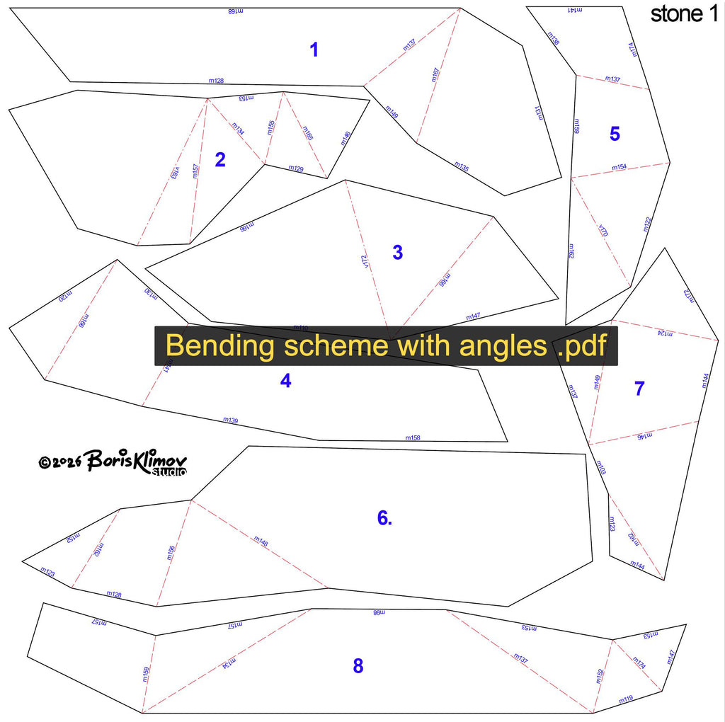 Stones 3d sculpture. DIY Welding Plan. Digital files (.pdf, .dxf CNC Cutting)