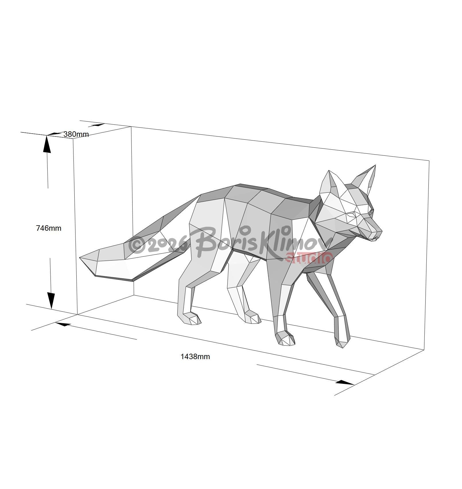 Fox 3d sculpture. DIY Welding Plan. Digital files (.pdf, .dxf CNC Cutting)