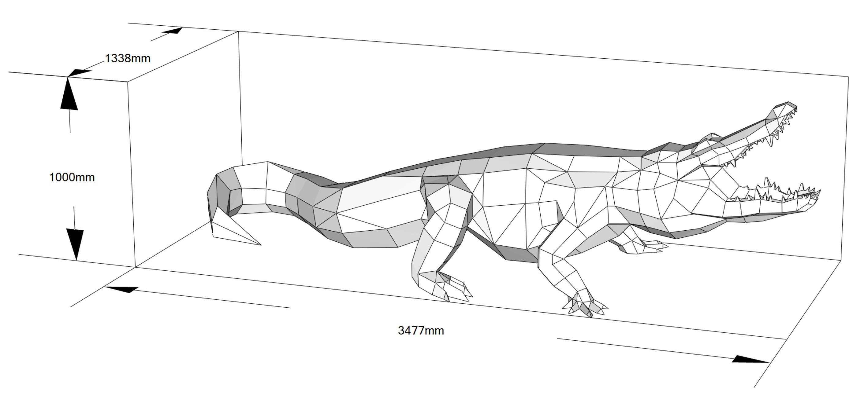 Crocodile, Alligator, DIY metal welding low poly 3d model, digital pattern .pdf .dxf