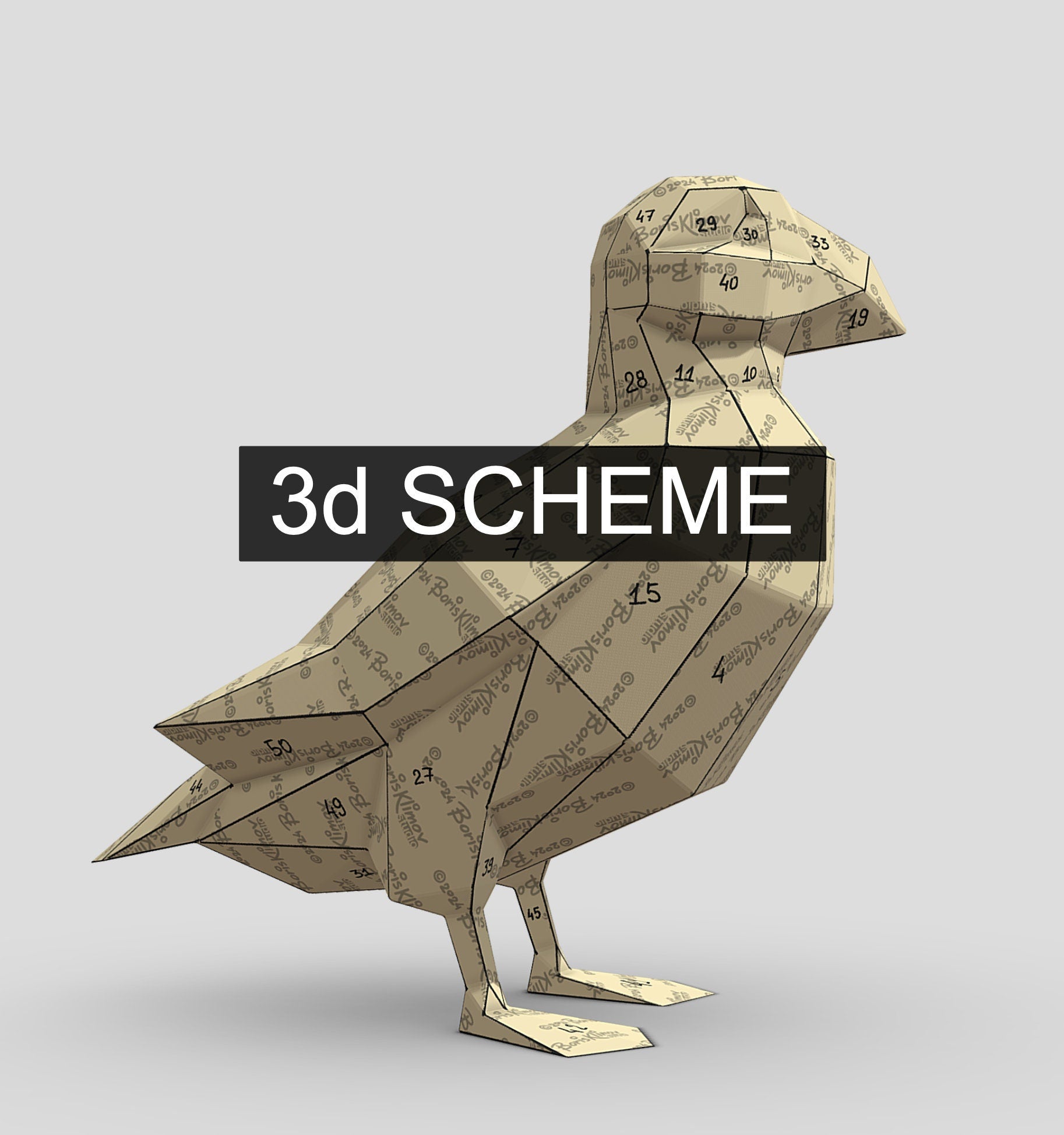 Puffin! Weld it yourself with Digital plan for metal. Set of digital files include .pdf – scheme, .dxf – CNC cutting.