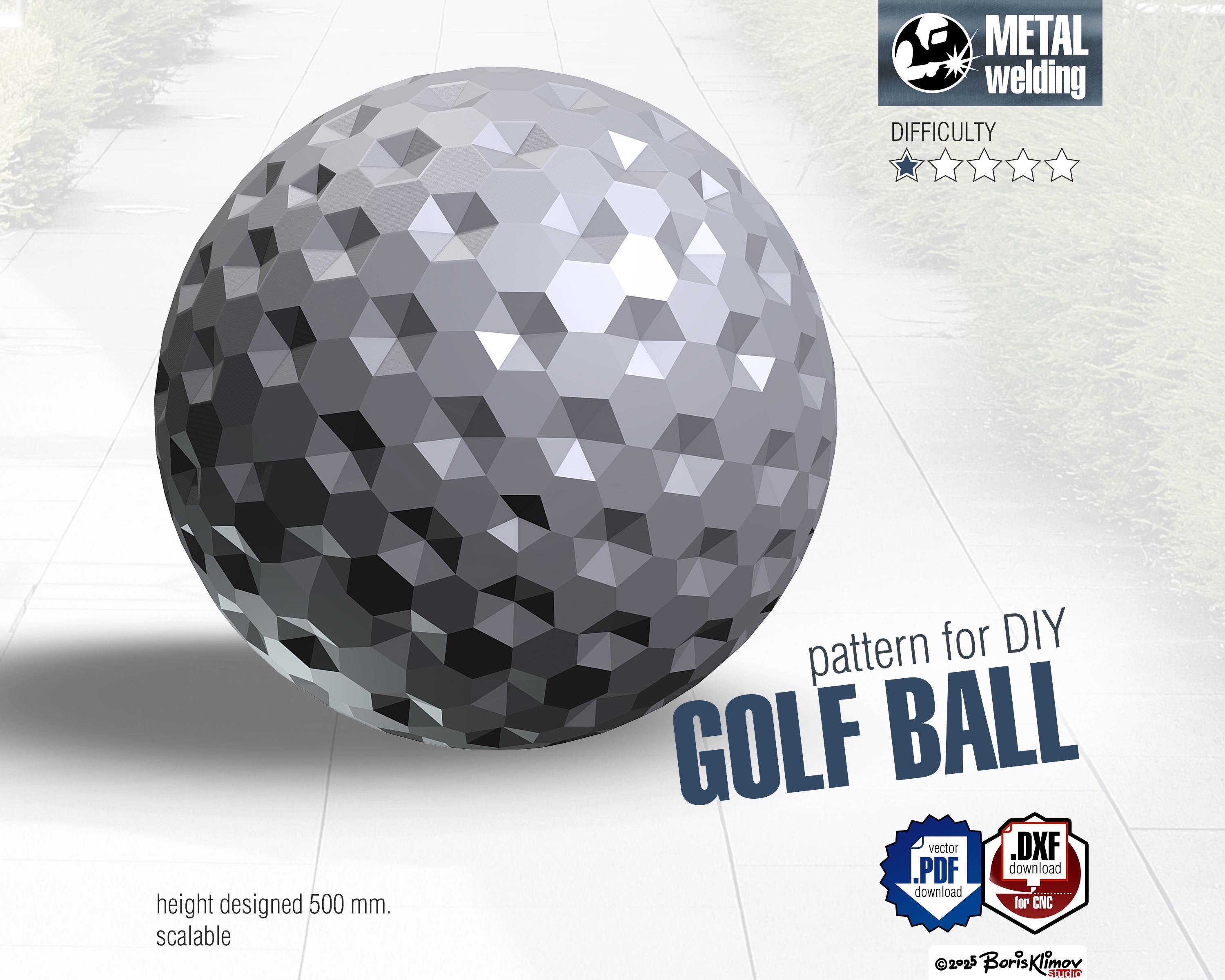 Golf ball! Weld it yourself with Digital plan for metal. Set of digital files include .pdf – scheme, .dxf – CNC cutting.