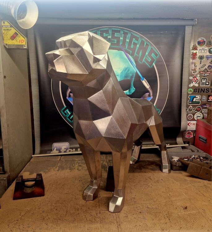 Rottweiler DIY metal welding low poly 3d model - digital pattern. pdf (assembly scheme), dxf. (CNC cut)