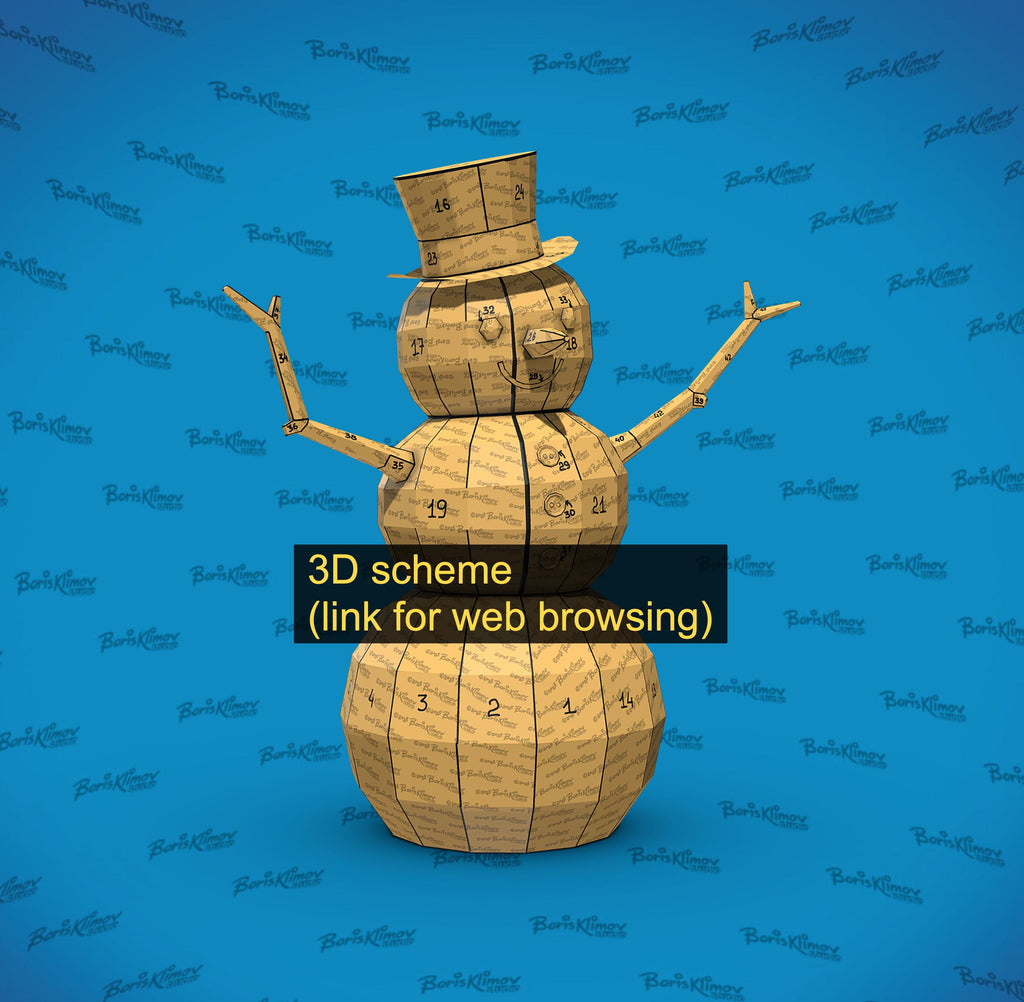 Snowman 3d sculpture. DIY Welding Plan. Digital files (.pdf, .dxf CNC Cutting)