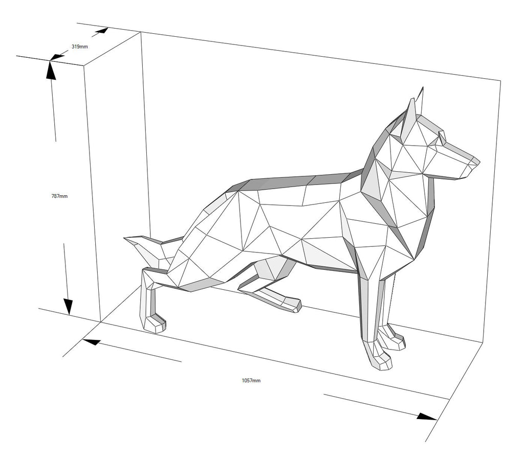 German shepherd! Weld it yourself with Digital plan for metal. Set of digital files include: .pdf – scheme, .dxf – CNC cutting.