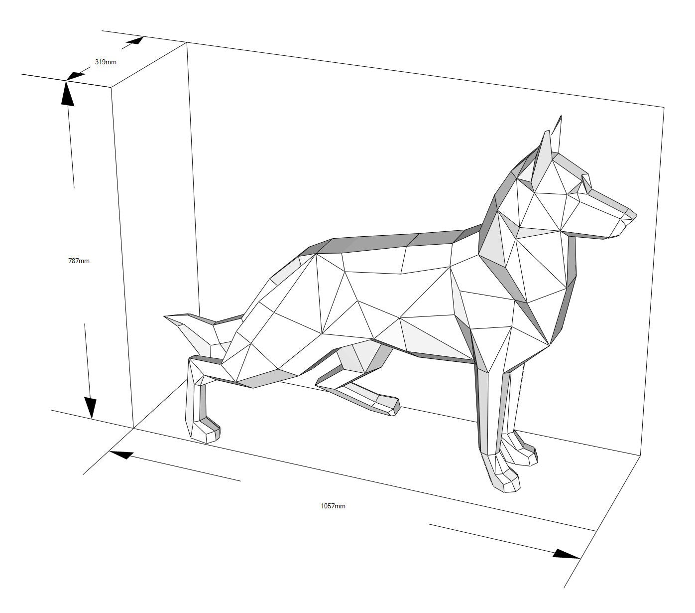 German shepherd! Weld it yourself with Digital plan for metal. Set of digital files include: .pdf – scheme, .dxf – CNC cutting.