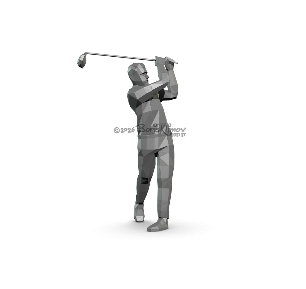 Golf player 3d sculpture. DIY Welding Plan. Digital files (.pdf, .dxf CNC Cutting)