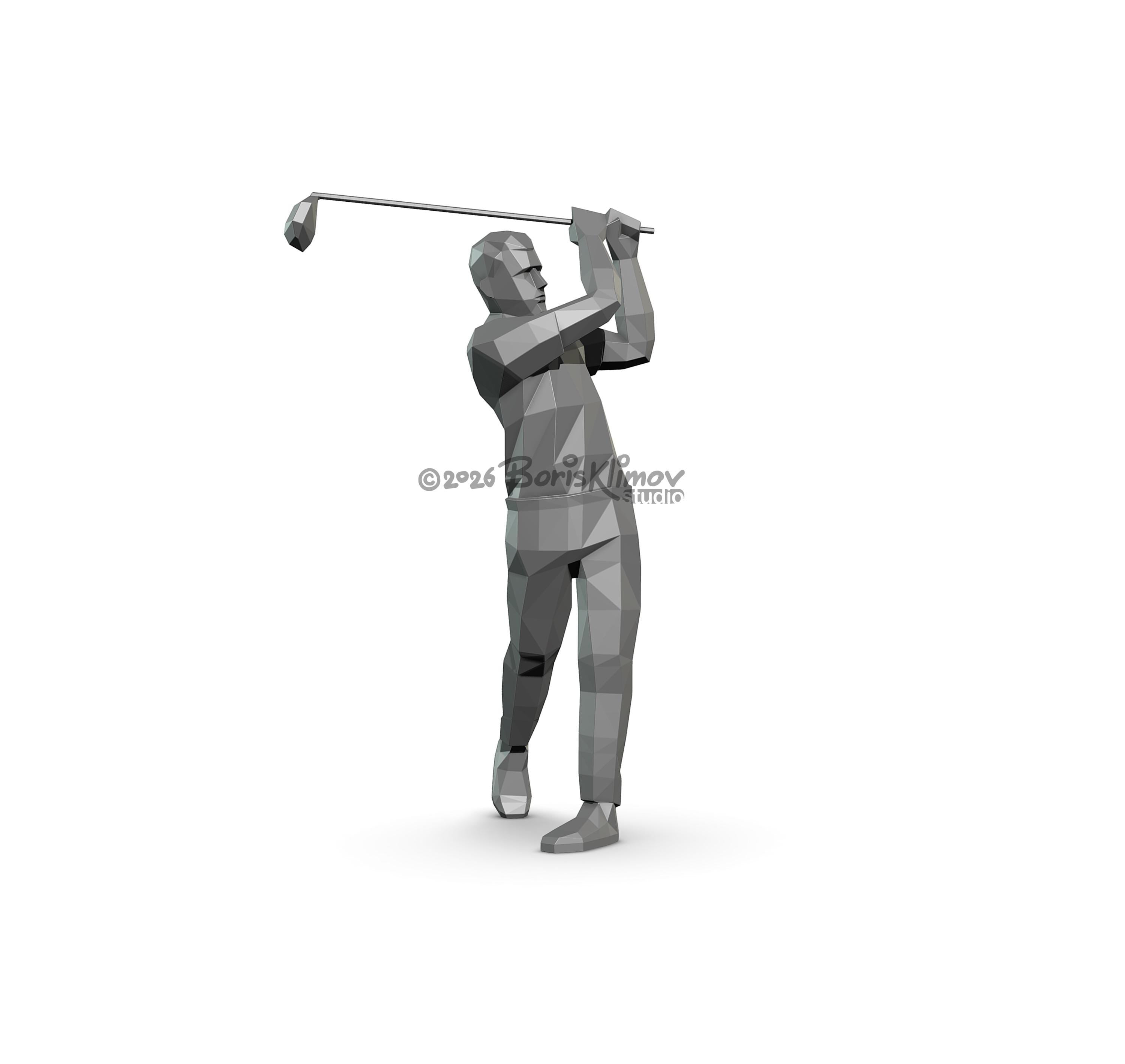 Golf player 3d sculpture. DIY Welding Plan. Digital files (.pdf, .dxf CNC Cutting)