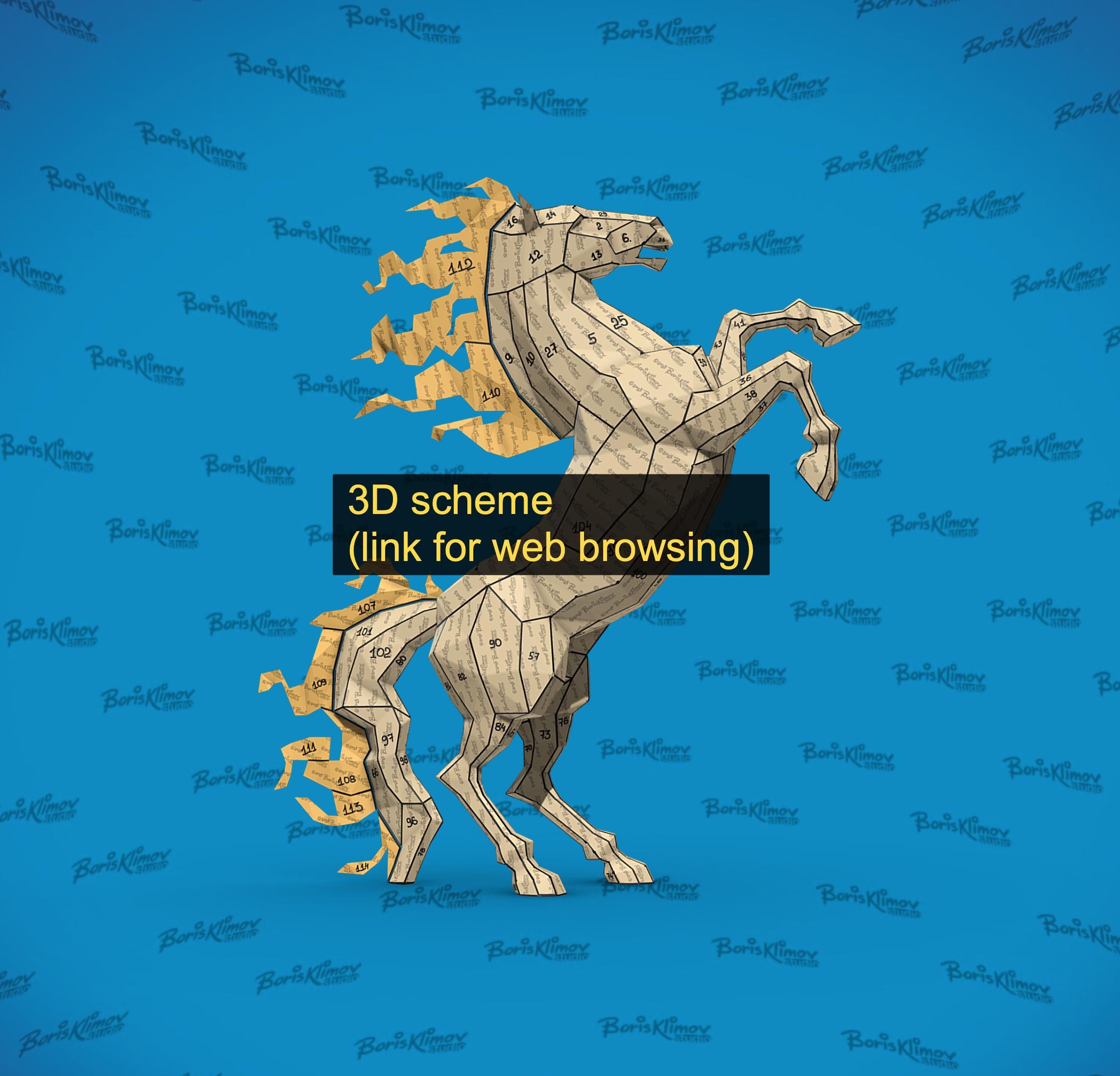 Stallion rearing 3d sculpture. DIY Welding Plan. Digital files (.pdf, .dxf CNC Cutting)