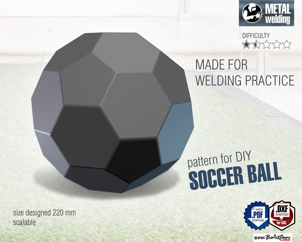 DIY Metal Welding Soccer Ball 3D figure Pattern (digital files PDF & DXF)