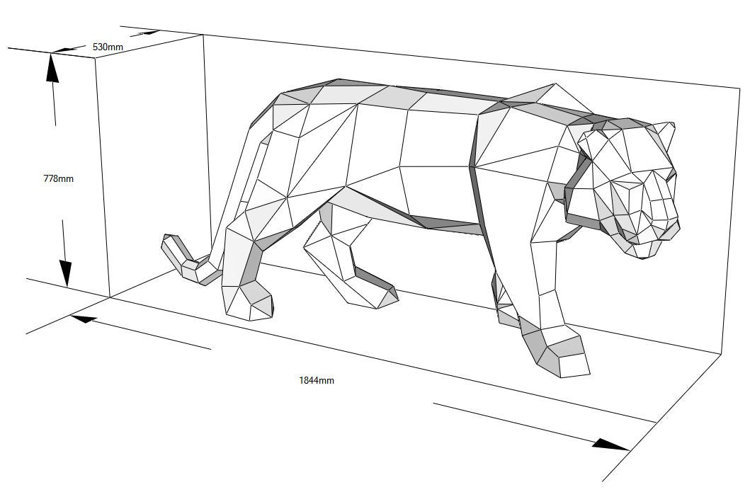 Tiger 3D sculpture, Metal Welding Digital Plan (PDF & DXF)