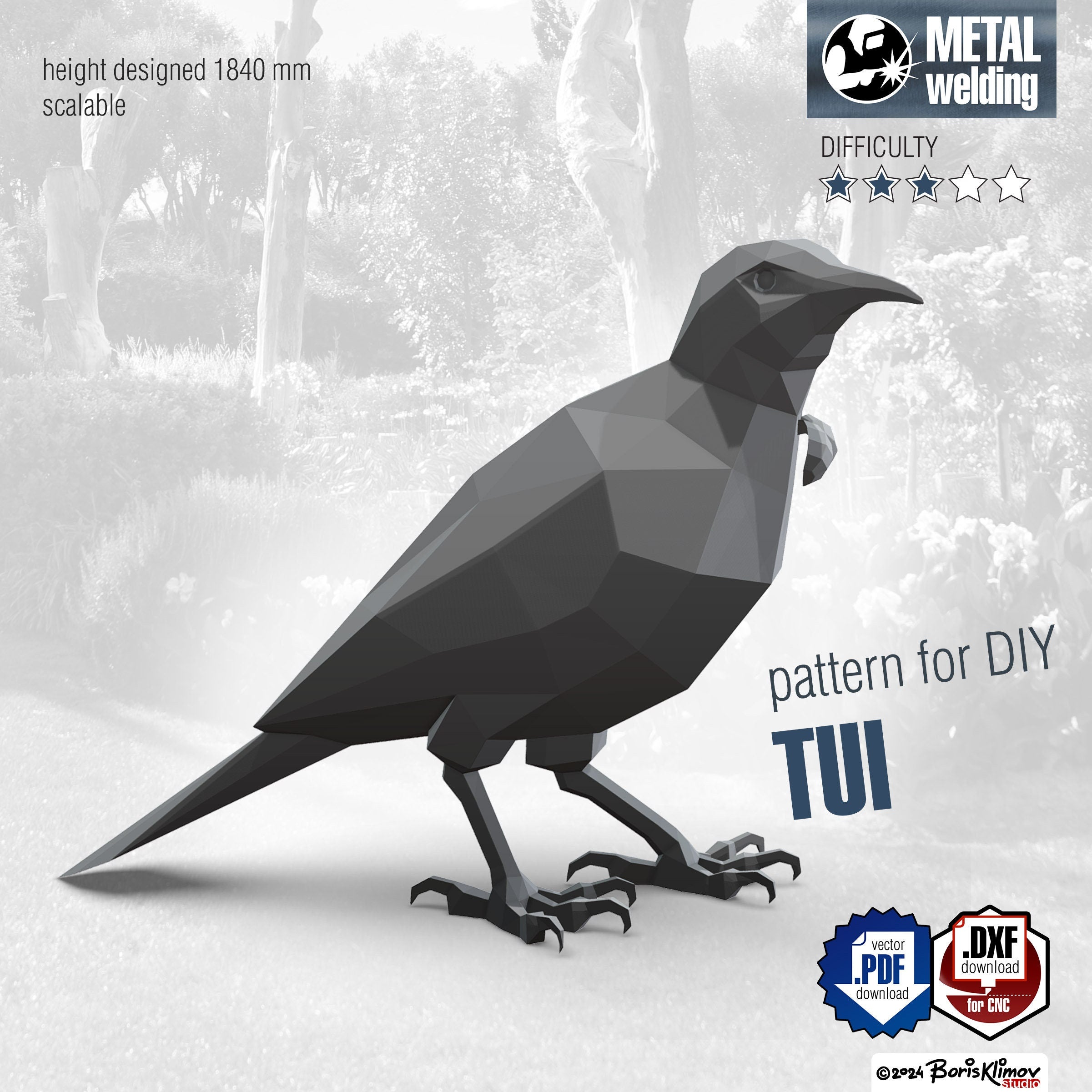 Tui! Weld it yourself with Digital plan for metal. Set of digital files .pdf – scheme, .dxf – CNC cutting.
