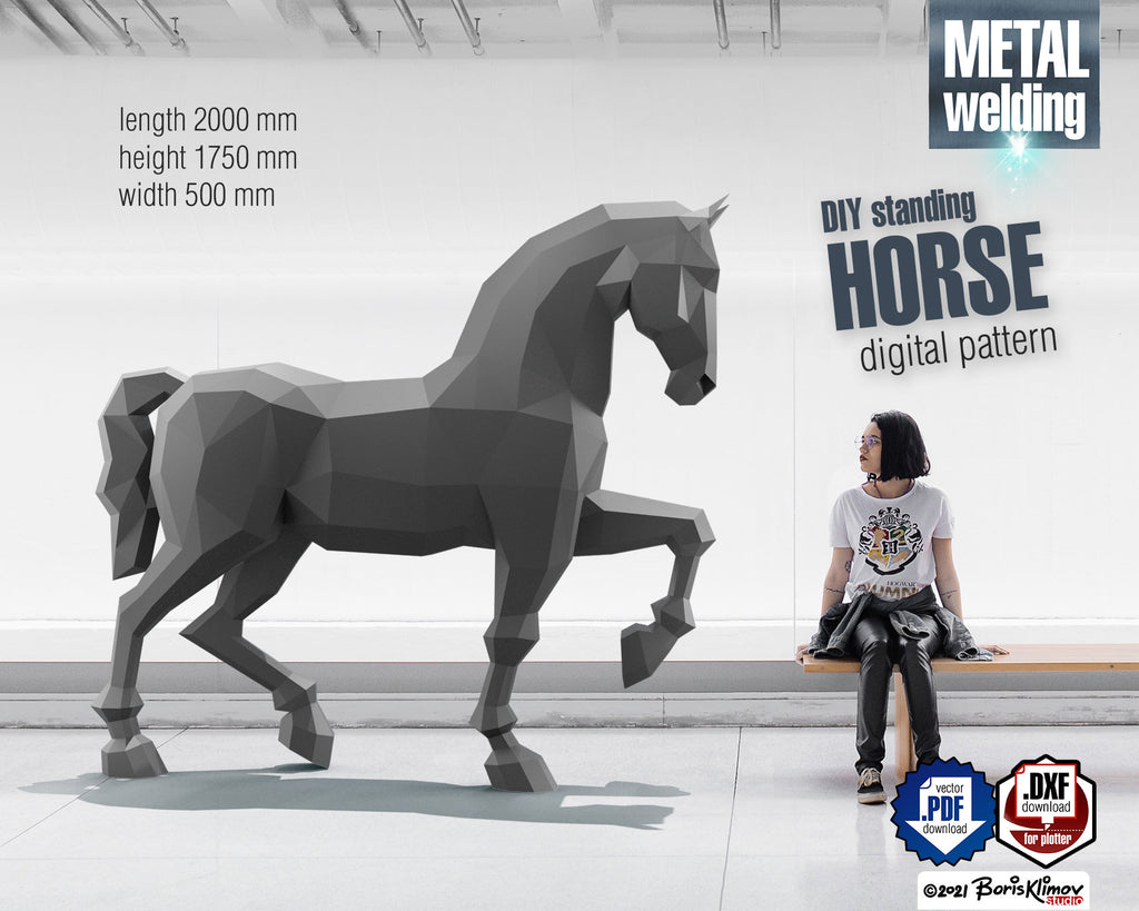 Horse! Weld it yourself with Digital plan for metal. Set of digital files include: .pdf – scheme, .dxf – CNC cutting.