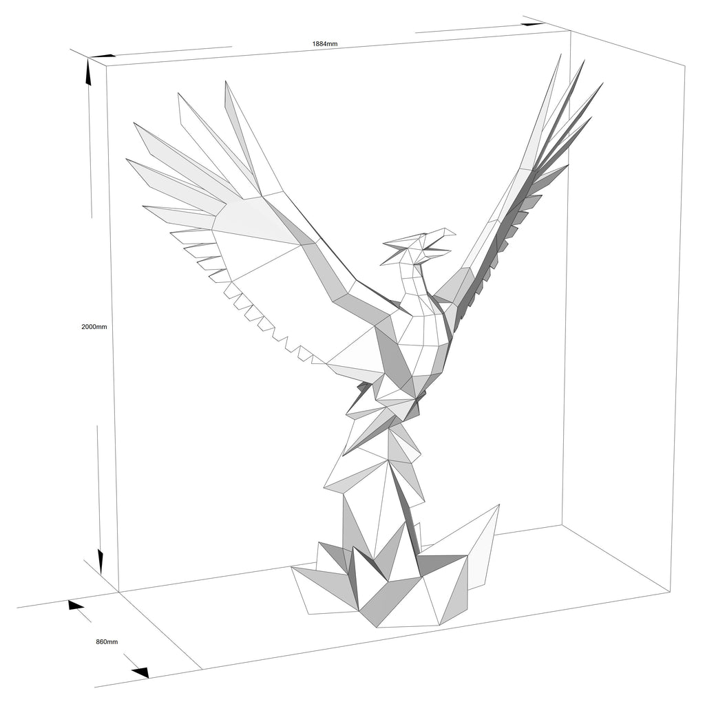 Phoenix! Weld it yourself with Digital plan for metal. Set of digital files include: .pdf – scheme, .dxf – CNC cutting.