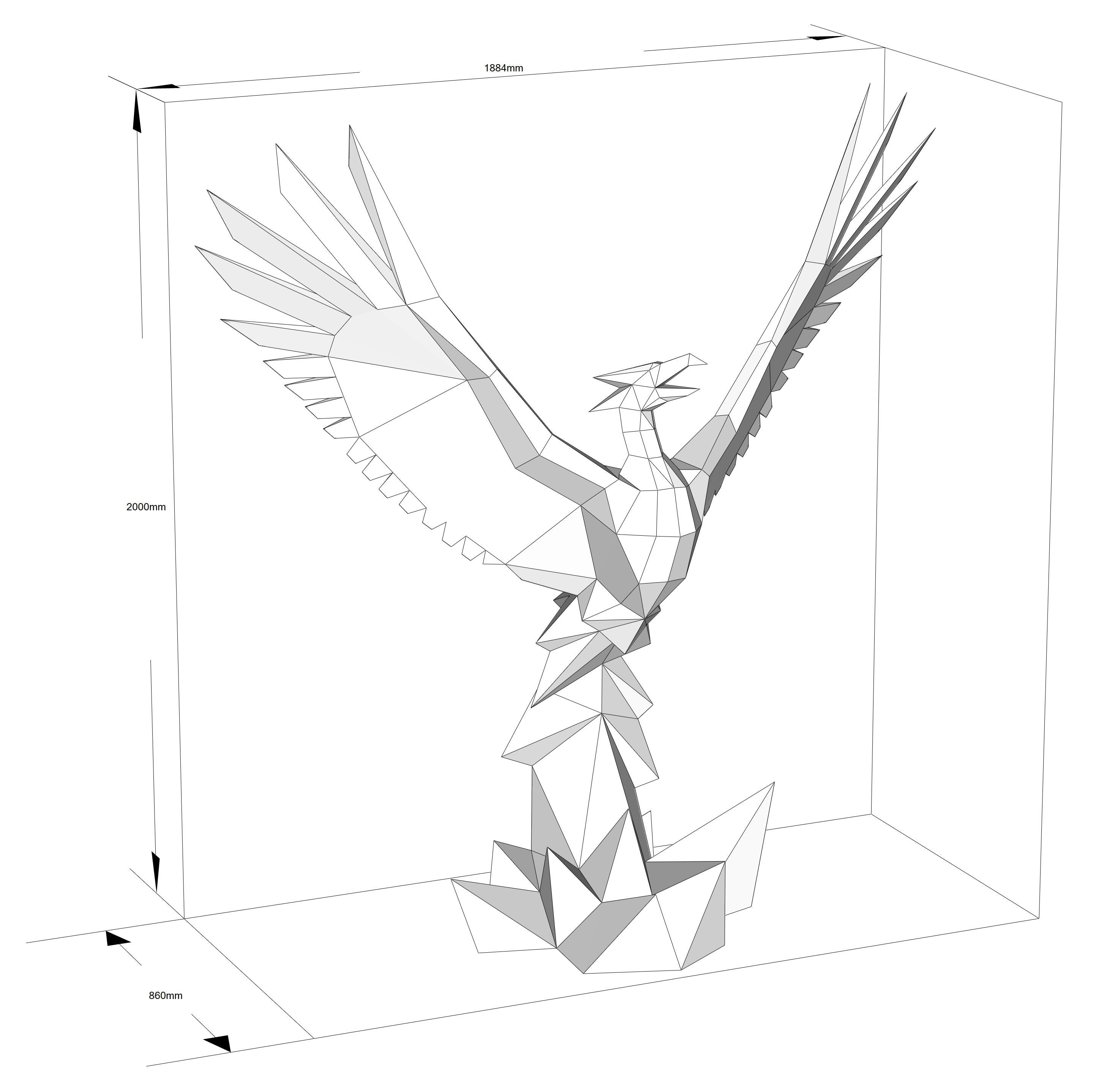 Phoenix! Weld it yourself with Digital plan for metal. Set of digital files include: .pdf – scheme, .dxf – CNC cutting.